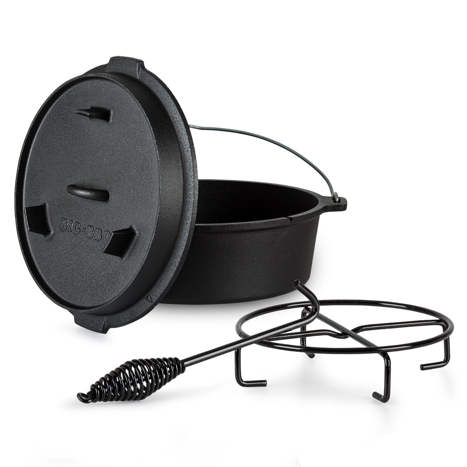 Guernsey Premium Dutch Oven 9.0 BBQ Pot Cast Iron Pre-Baked Size L / 9 qt