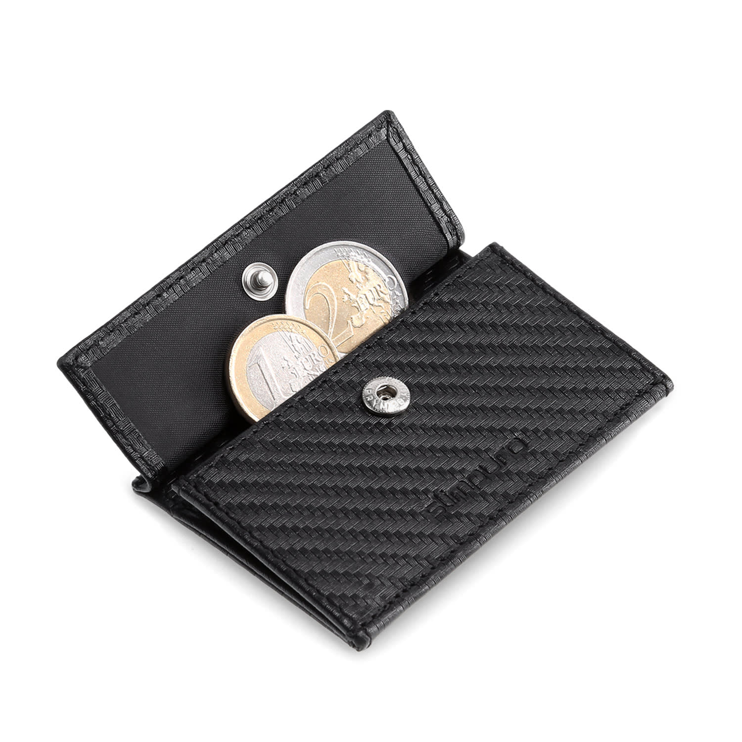 Coin Pocket s ochrannou kartou RFID pro tenké peněženky ZNAP Slim Wallets 8 a 12, spínací knoflík