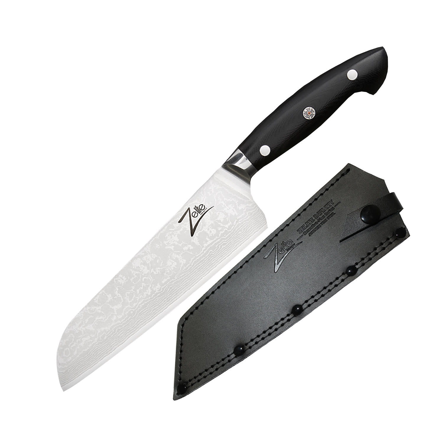 Cuchillo Santoku 7" serie Executive-Plus 61 HRC acero de Damasco