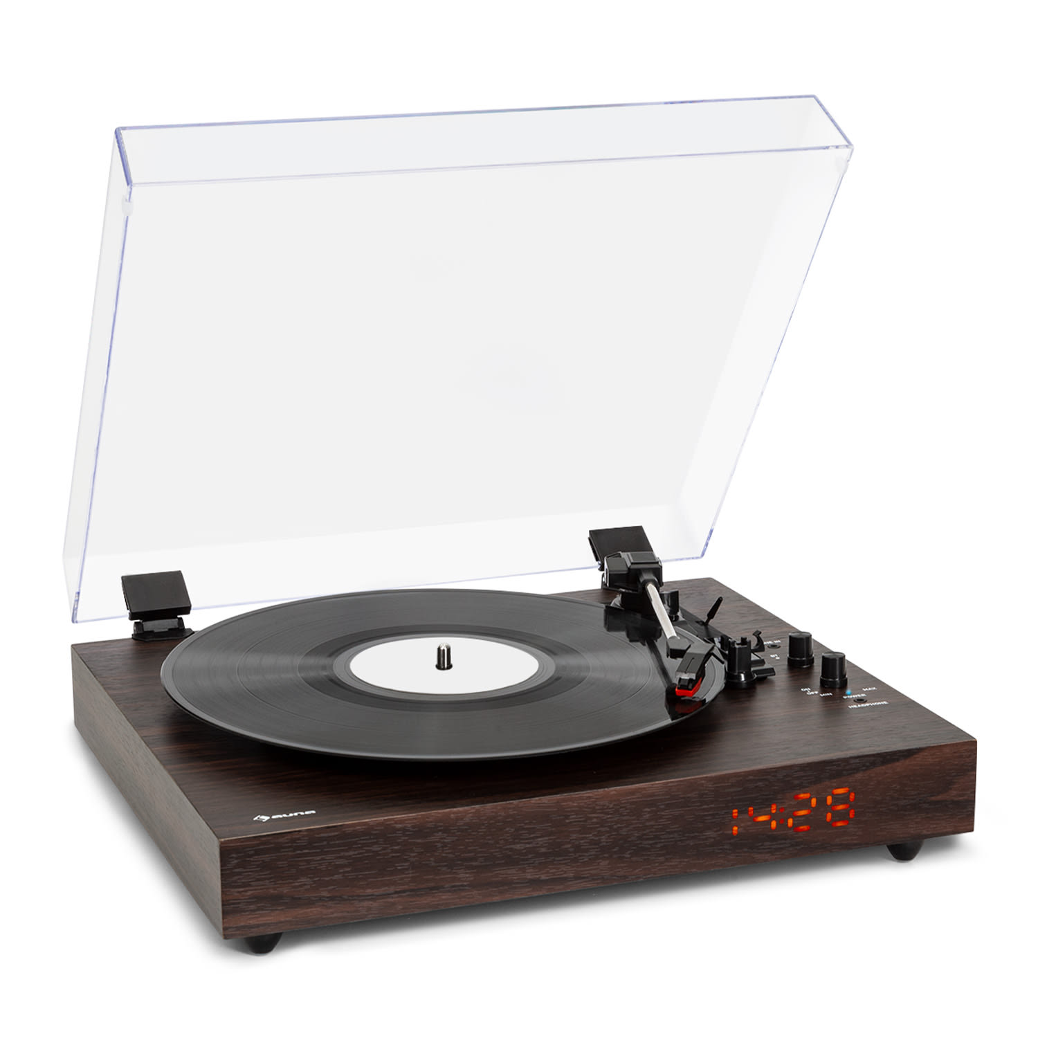 auna TT-Classic Chrono - Giradischi, copertura antipolvere, Bluetooth, altoparlanti incl., 33/45/78 giri/min.