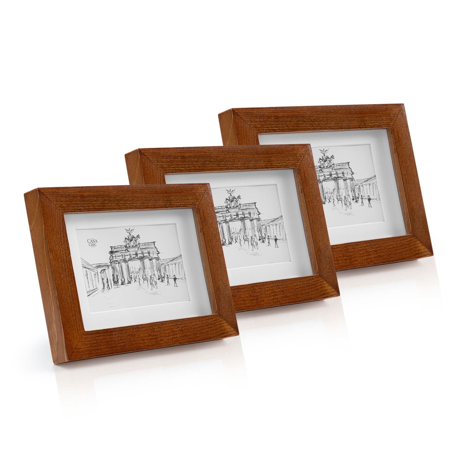 Kenton - Set di 3 cornici, rettangolari, 14 x 9 cm, passepartout, vetro