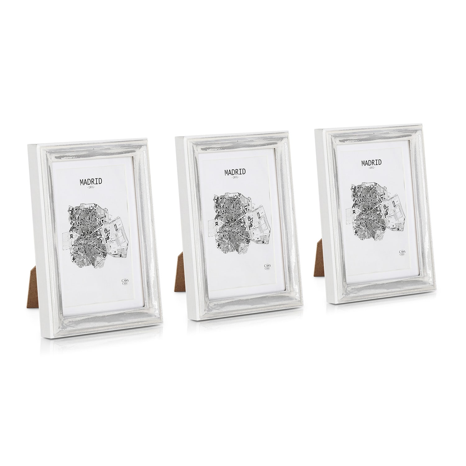Lancaster Bilderrahmen rechteckig 3er-Set 17x12 cm Fotos Passepartout Holz
