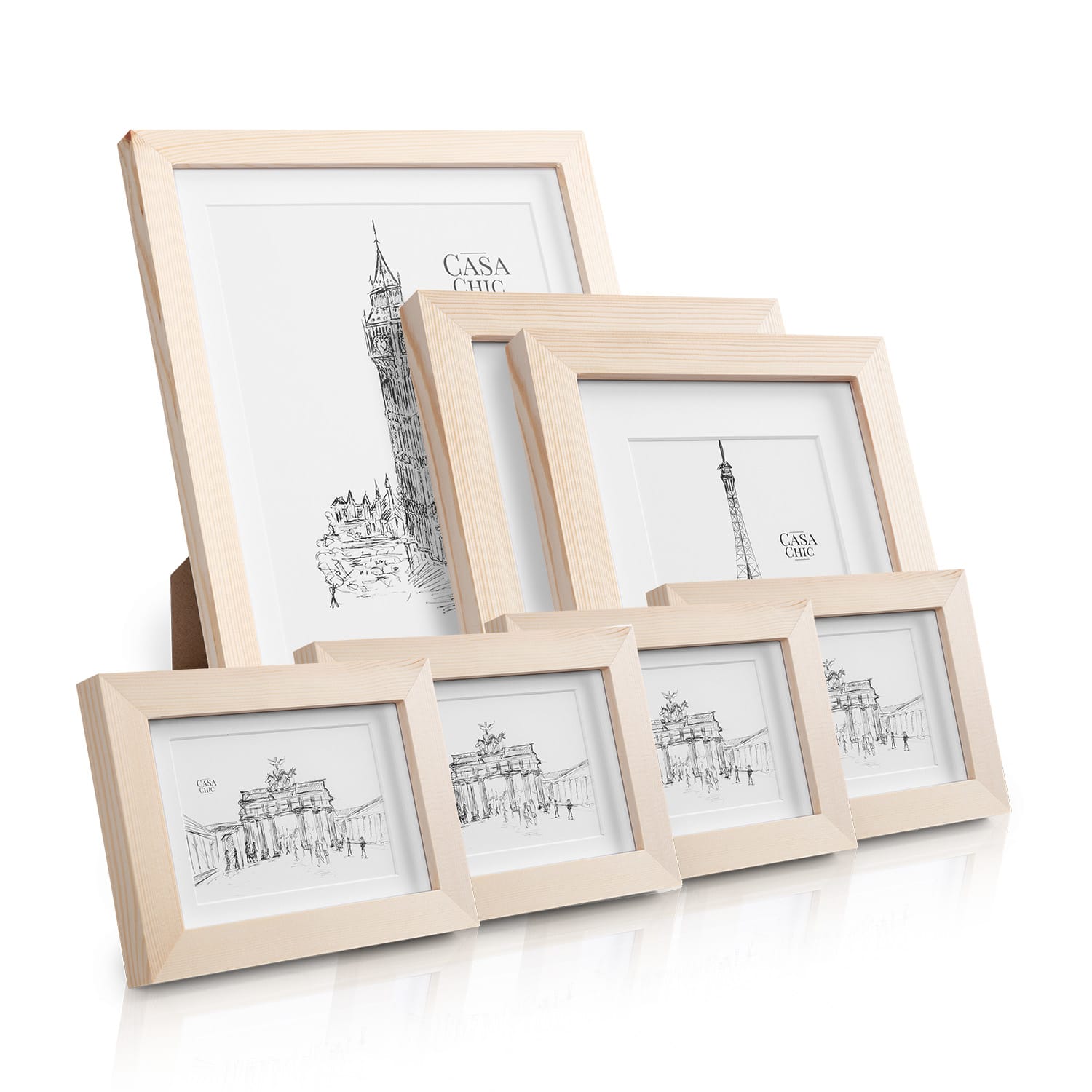 Chalcot cadre photo lot de 7 3 tailles rectangulaire passe-partout bois véritable