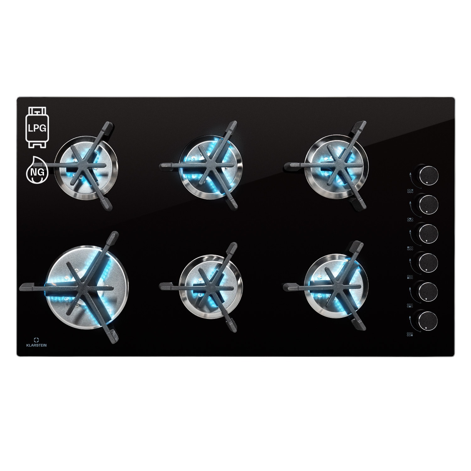 Trifecta 6 Placa de gas de 6 quemadores de alta potencia, normales y auxiliares