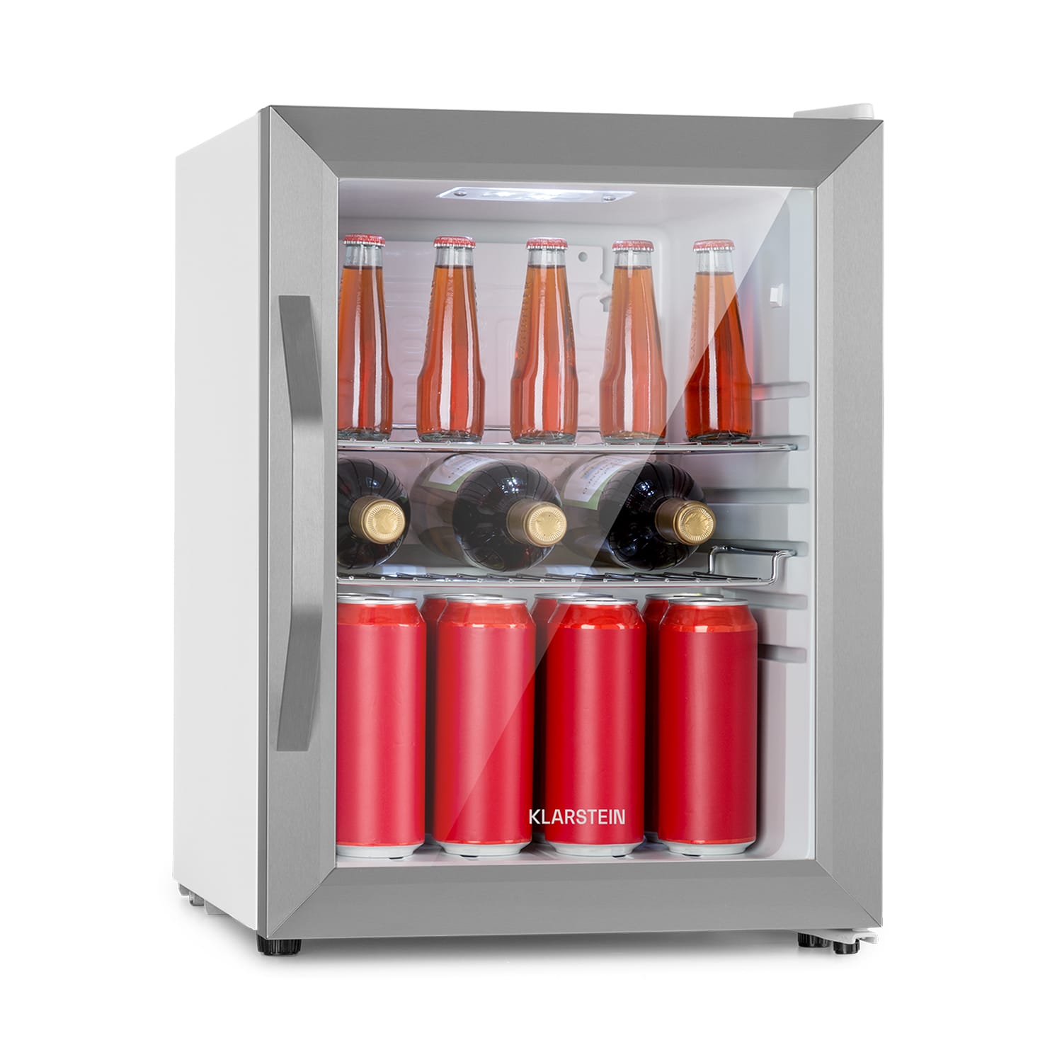 Beersafe M Crystal White Réfrigérateur 33 litres 2 étagères Porte en verre panoramique Acier inoxydable