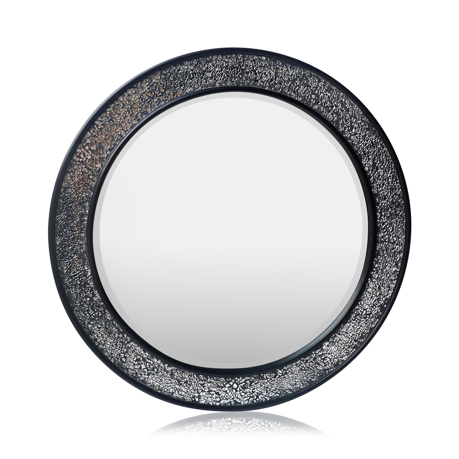 Cheyne Wandspiegel Holzrahmen rund Ø 60 cm Mosaik-Design