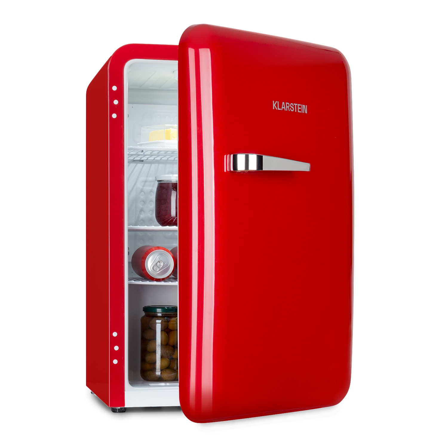 Audrey Retro-Kühlschrank 70 Liter 3 Regale 2 Türfächer Innenbeleuchtung