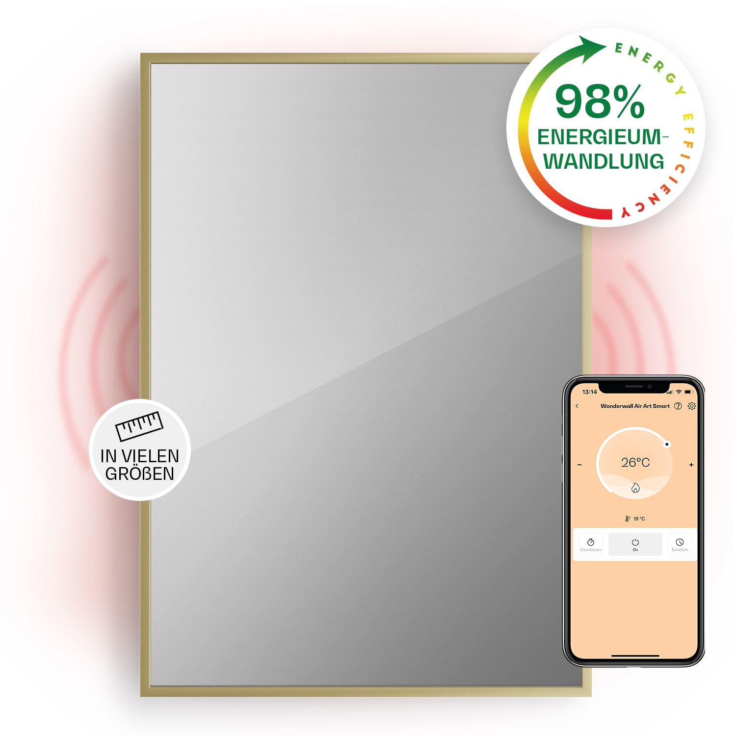 La Palma 750 smart 2-in-1 Heizgerät Infrarot Konvektor 85x60cm 750W Spiegelfront