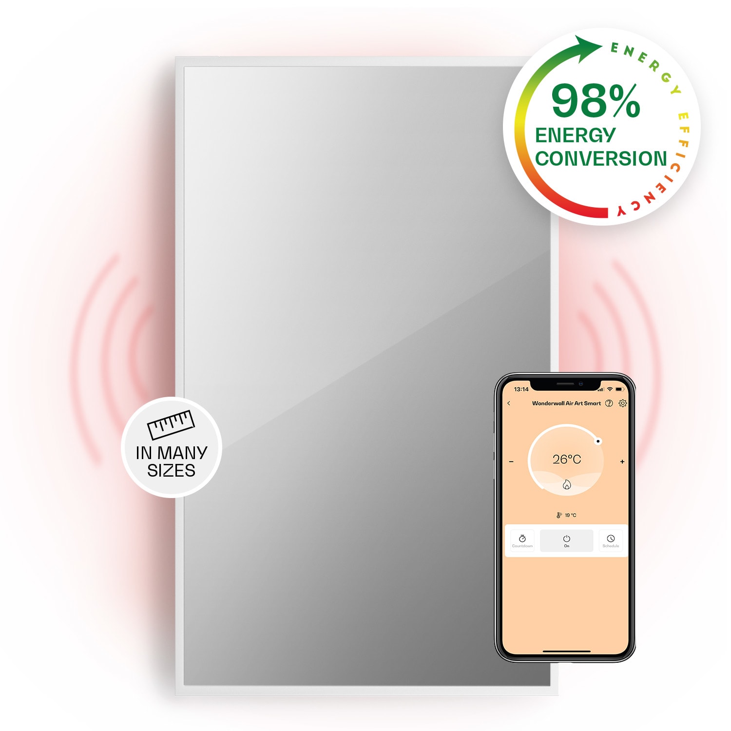 La Palma 1000 smart, ohrievač, 2 v 1, Infračervený, 120x60cm, 1000W, zrkadlová predná časť