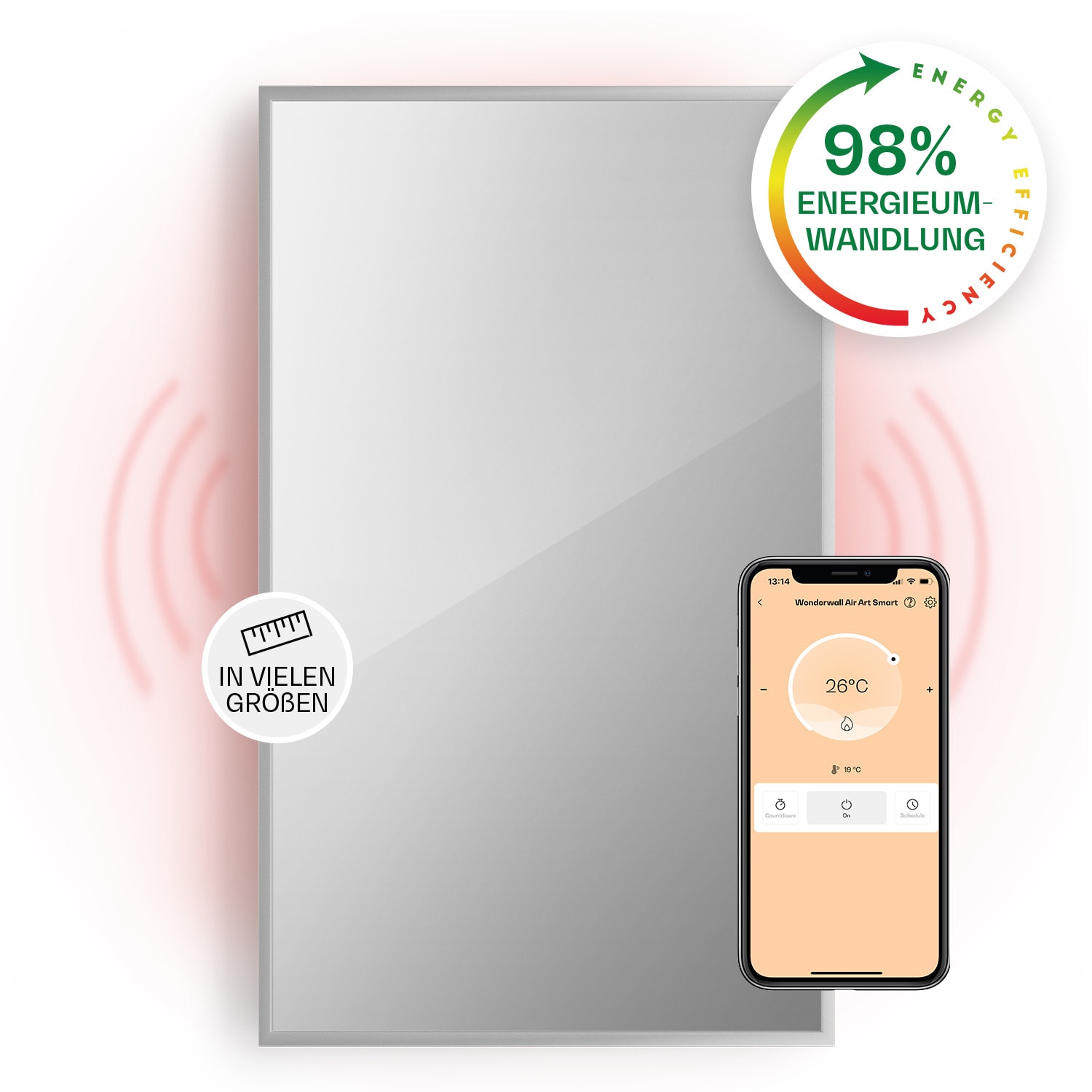 La Palma 1000 smart 2-in-1 Heizgerät Infrarot Konvektor 120x60cm 1000W Spiegel