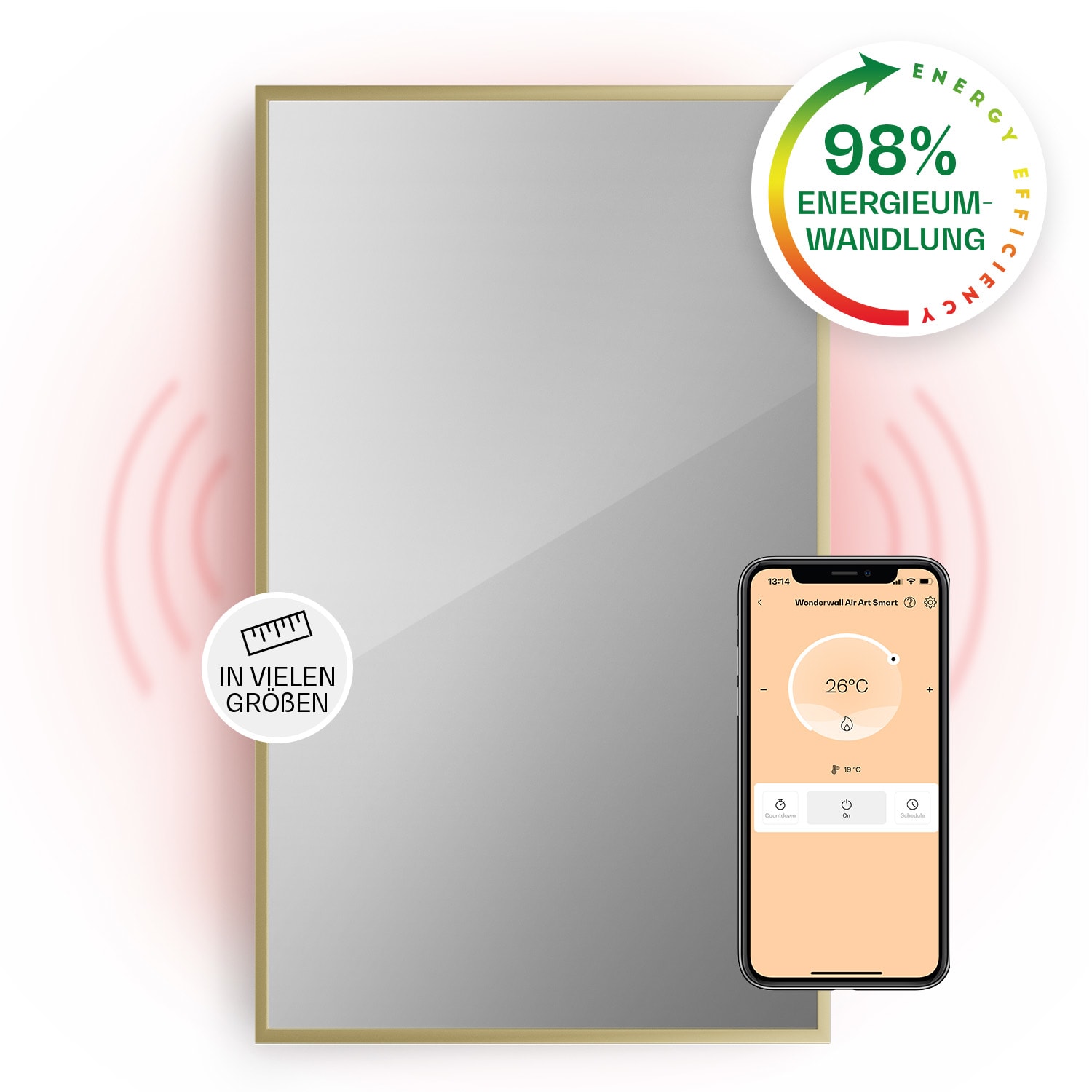 La Palma 1000 smart 2-in-1 Heizgerät Infrarot Konvektor 120x60cm 1000W Spiegel