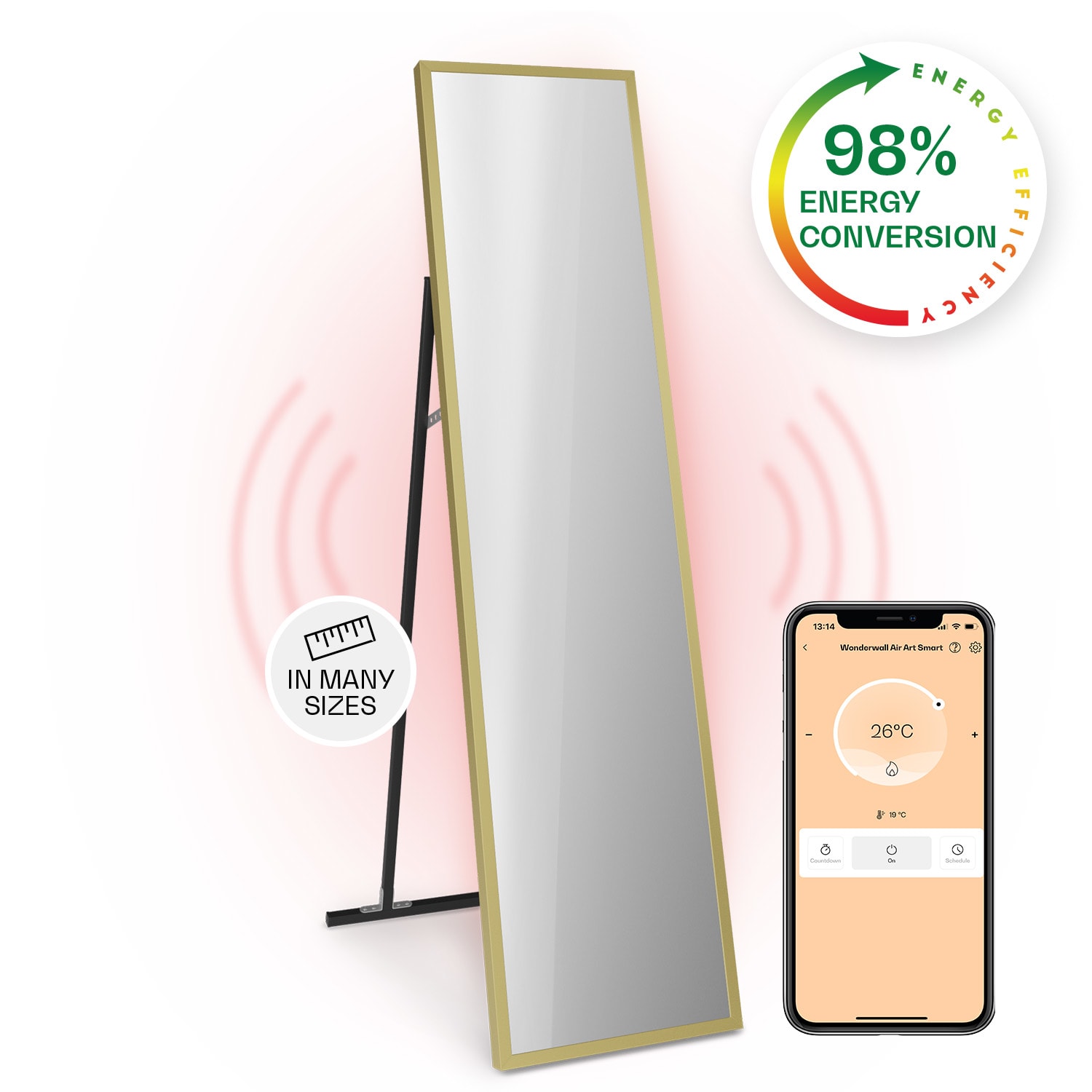 La Palma 900 smart, infračervený ohrievač, 40 x 160 cm, 900 W, zrkadlový stojan