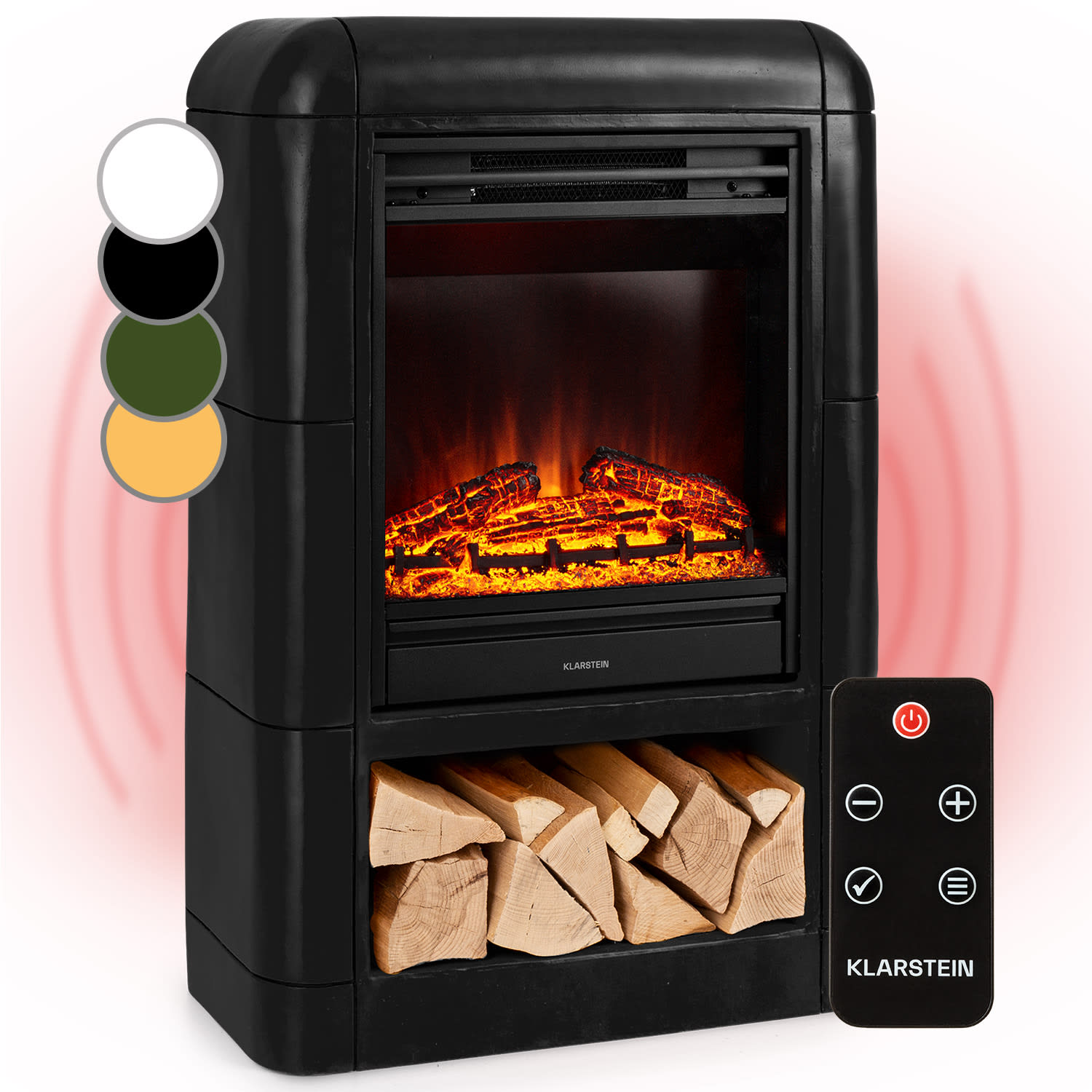 Dukono Cheminée électrique 1800 W Flammes LED radiateur soufflant minuterie compartiment à bois