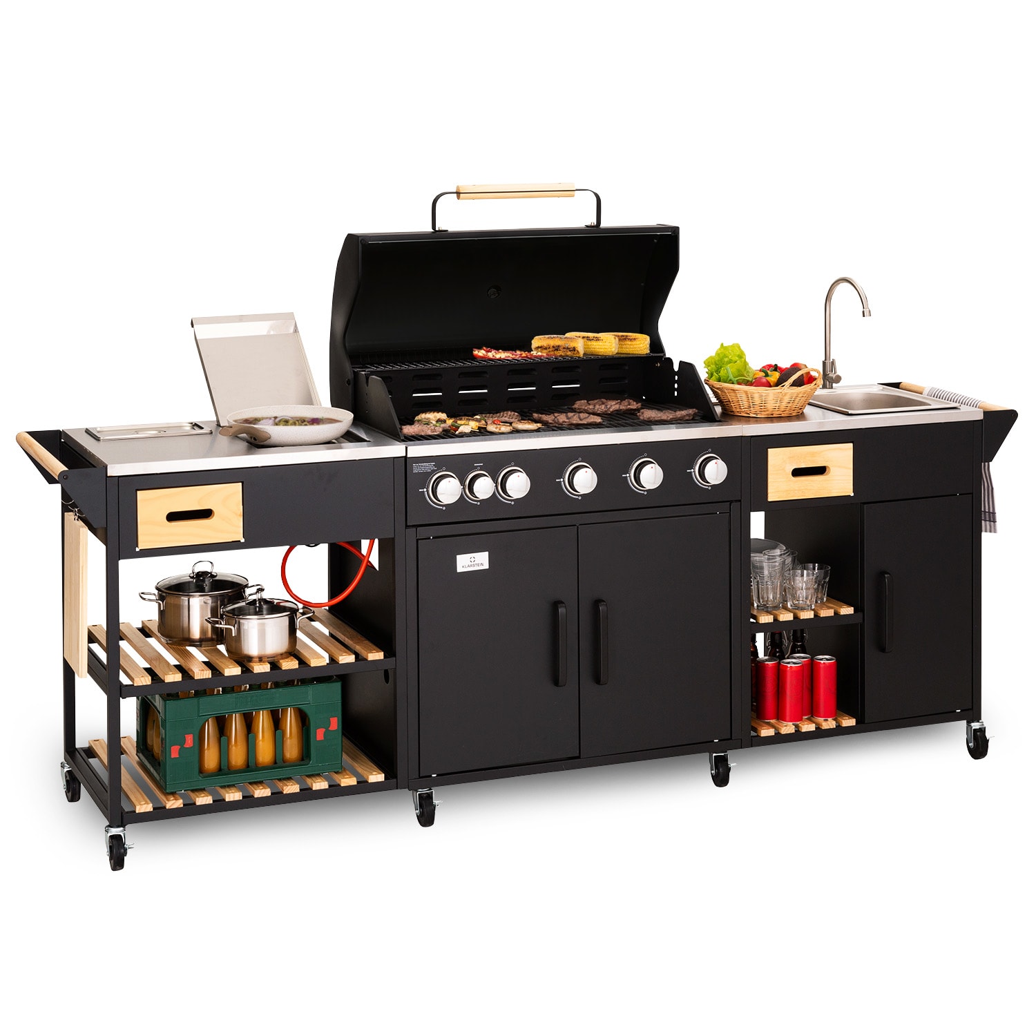 Jersey Outdoor Kitchen Gasgrill Spüle 20,7 kW 5+1 Brenner mobil