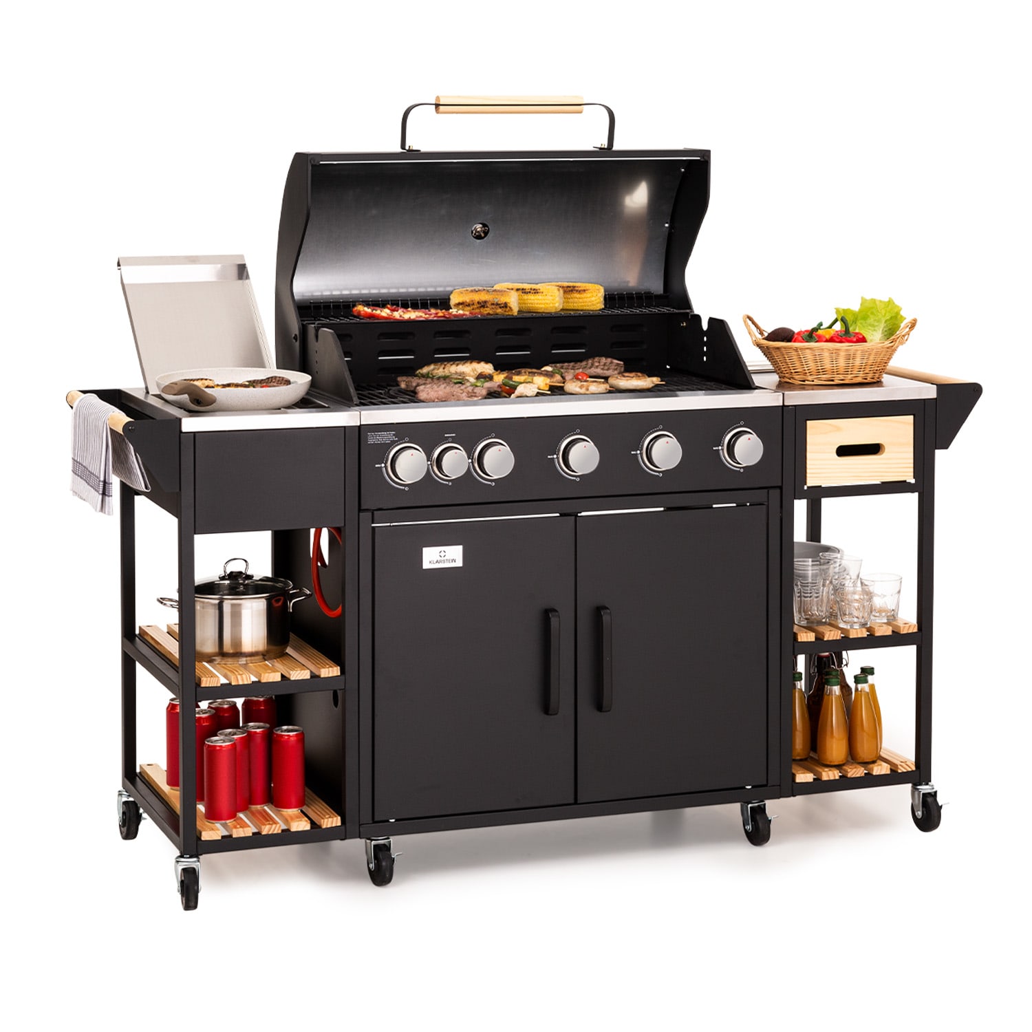 Jersey Outdoor Kitchen Gasgrill 20,7 kW 5+1 Brenner mobil Regenschutz