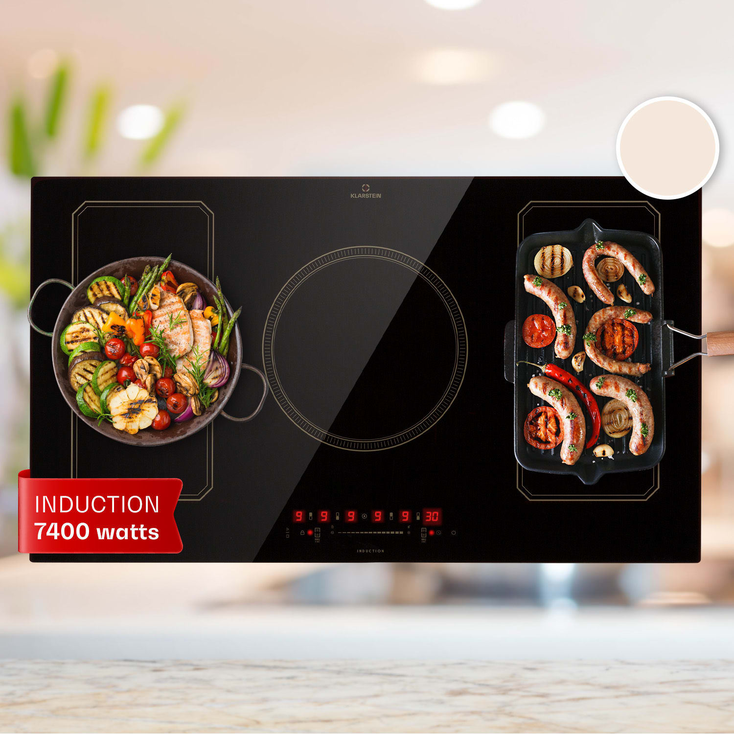Victoria 5 Flex Table de cuisson à induction encastrable 7400 W 2 zones Flex minuterie