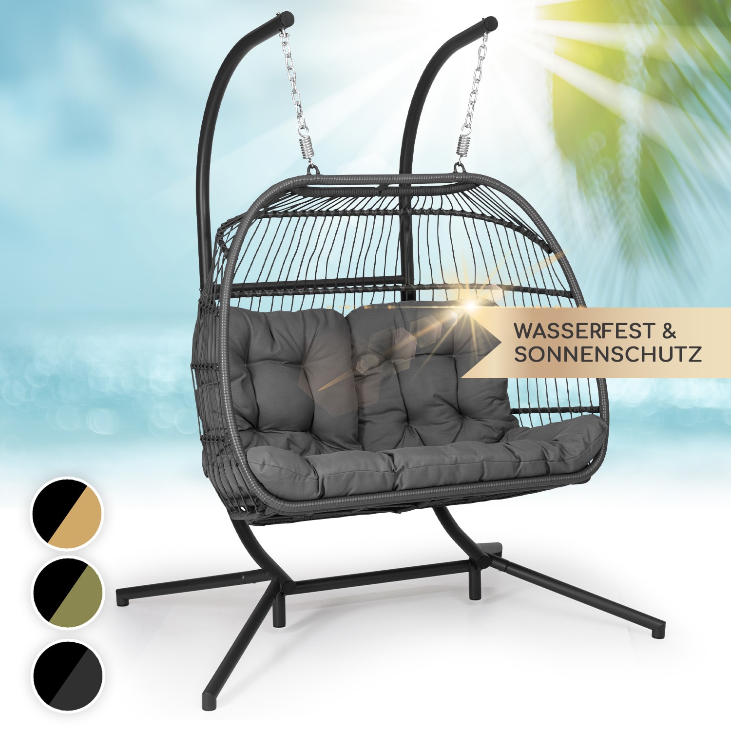 Biarritz Double Hängesessel Zweier PE Aluminium Polyrattan 260 kg