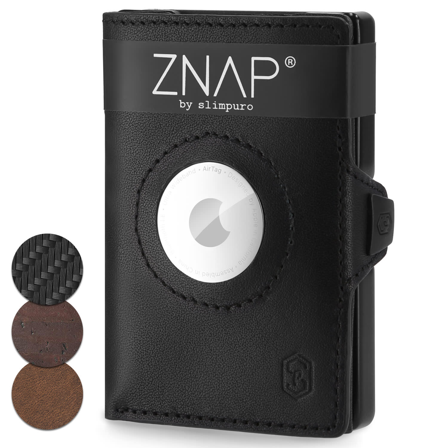 ZNAP Airtag Wallet 12 Karten Münzfach 8,9 x 1,8 x 6,3 cm (BxHxT) RFID-Schutz