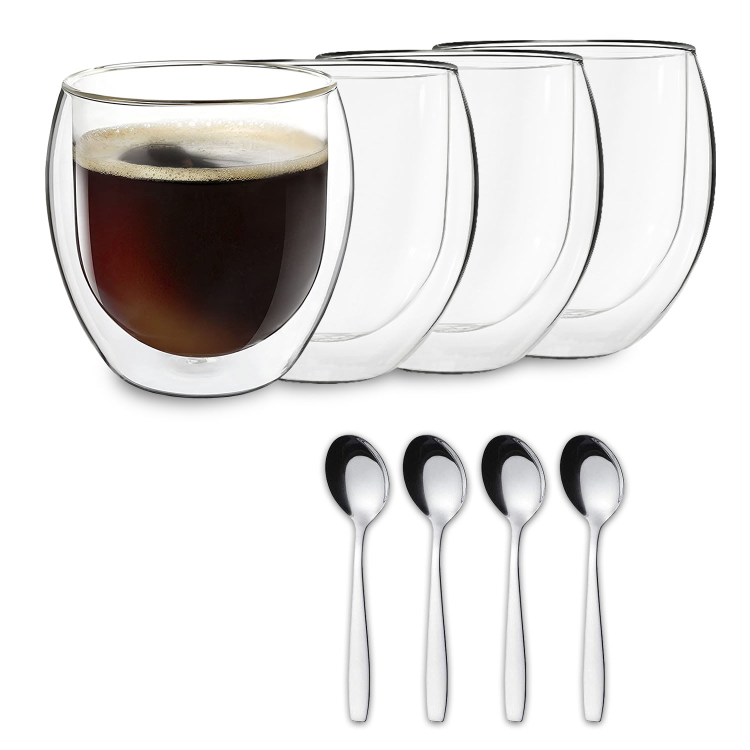DUOS Gläser 4x 310ml Jumbo + 4x Löffel