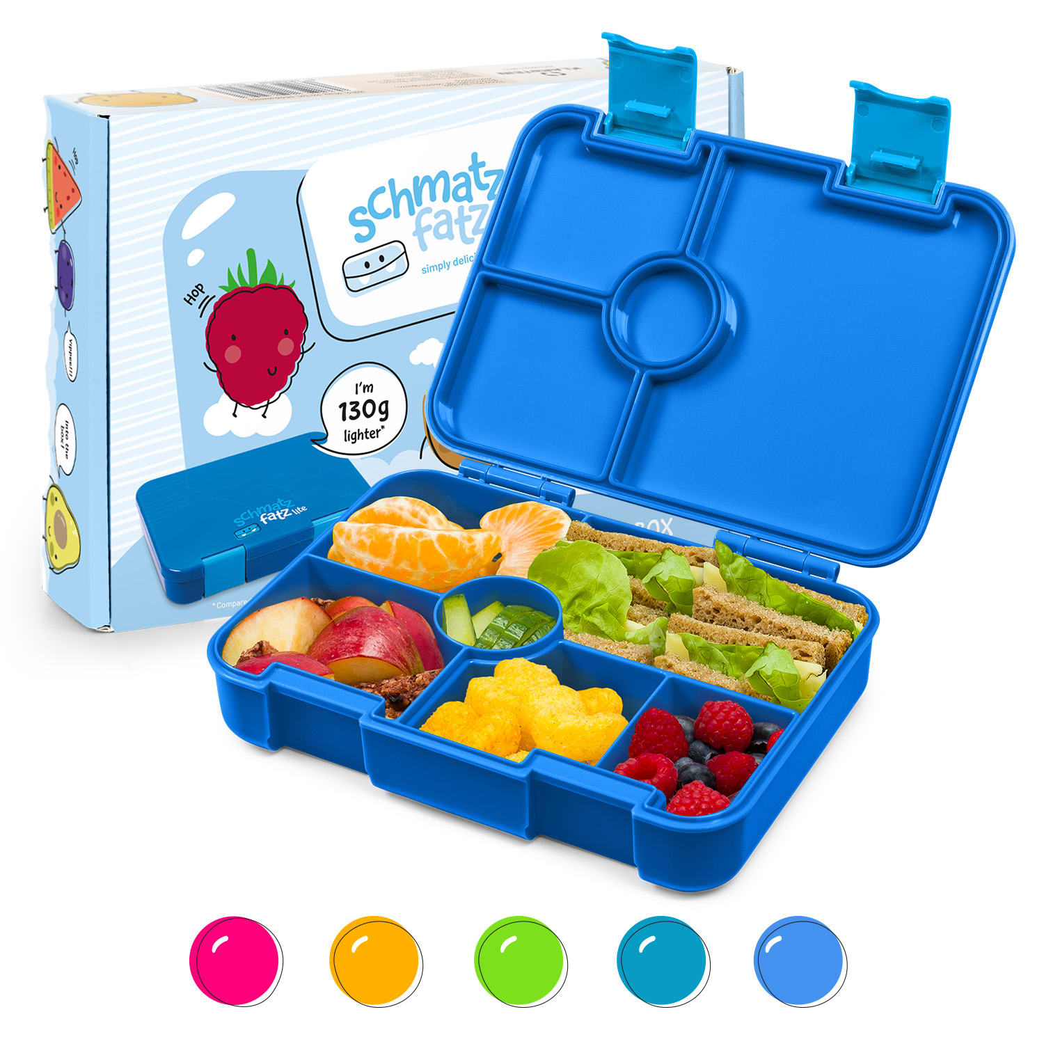 schmatzfatz by Klarstein Lite Lunchbox 6 Fächer 20,8x4,5x15 cm BPA-frei Tritan