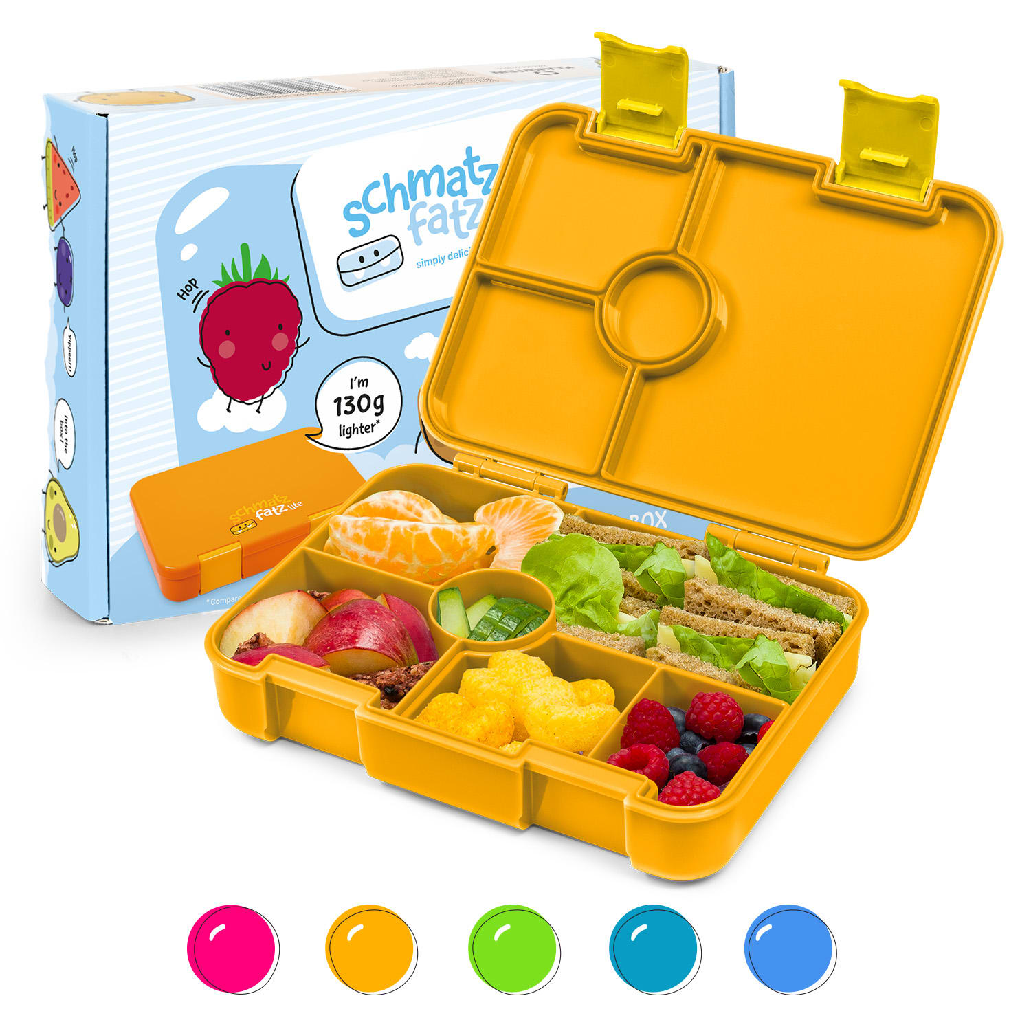 schmatzfatz by Klarstein Lite Lunchbox 6 Fächer 20,8x4,5x15 cm BPA-frei Tritan