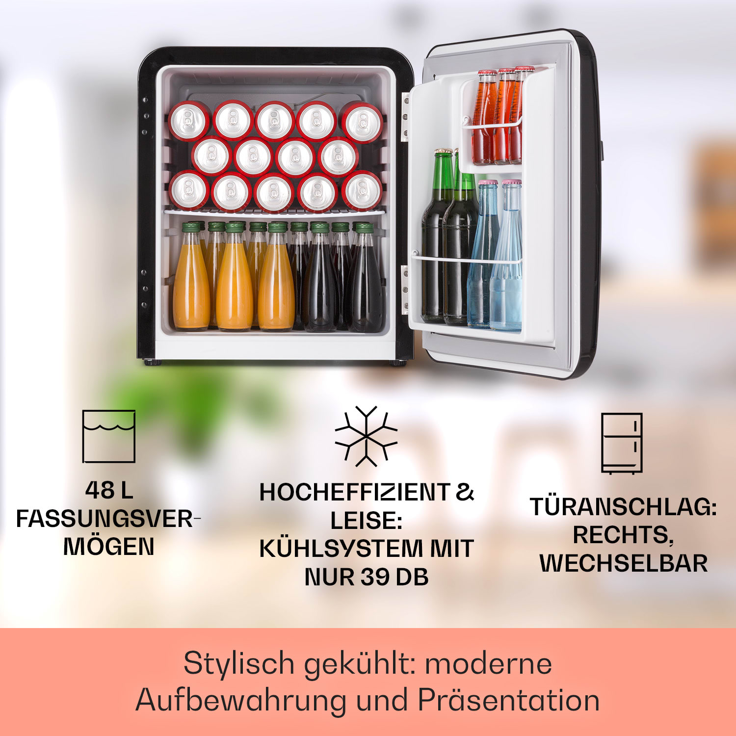 Audrey Mini Retro-Kühlschrank 48l 2 Ebenen