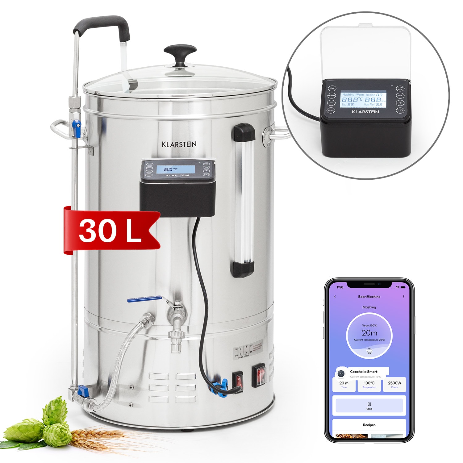 Brauheld Smart 35 varný kotol 2500W 35L 100°C obehové čerpadlo z nerezovej ocele