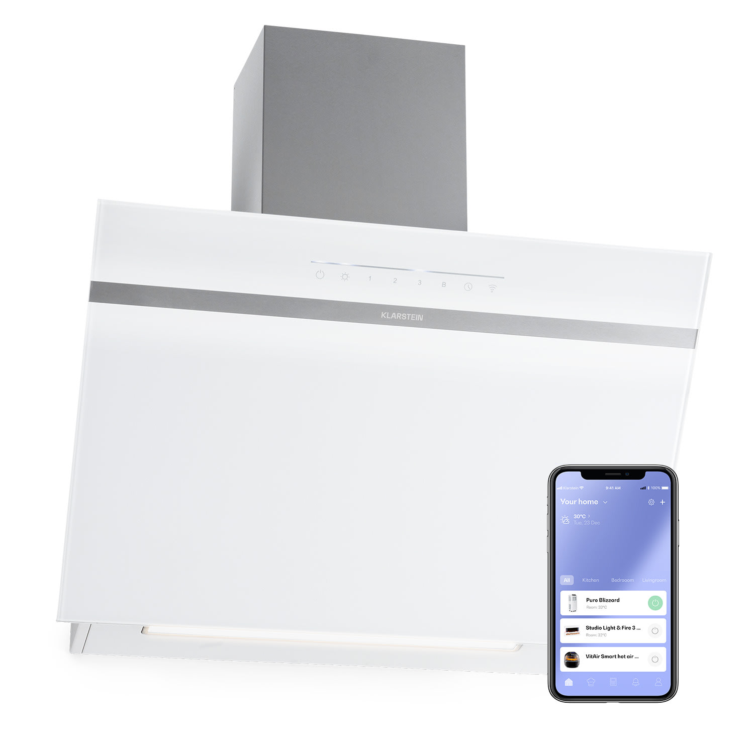 Ava 60 Cooker Extractor Hood 60 cm Wall Hood WiFi A++ 515m³/h Touch