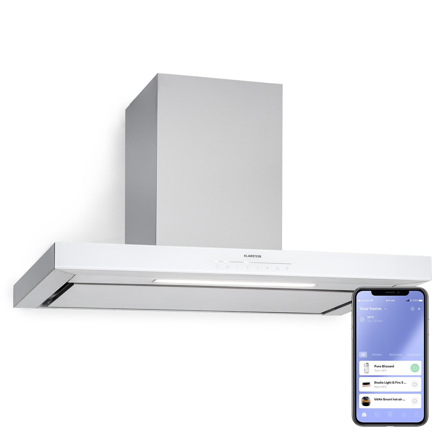 Alinea 90, kuhinjska napa, 90 cm, stenska, WiFi, A++, 500 m³/h, zaslon na dotik