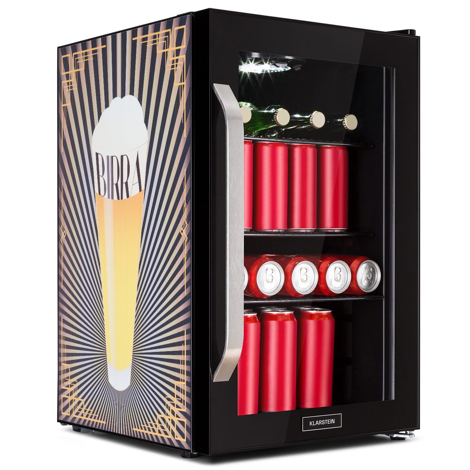 Beersafe 70 Birra Edition, chladnička, 70 l, 3 police, panoramatické sklenené dvere, nehrdzavejúca oceľ