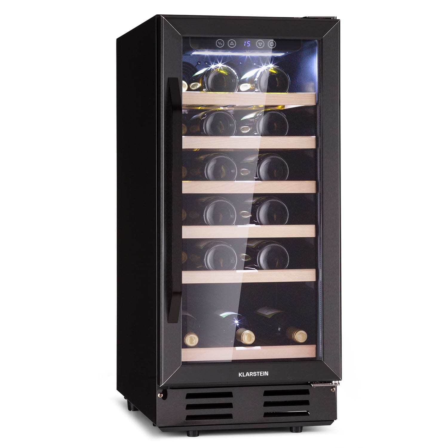 Vinovilla 29 Built-In -viinikaappi 81 litraa/29 pulloa 1 alue lasiovi ruostumaton teräs