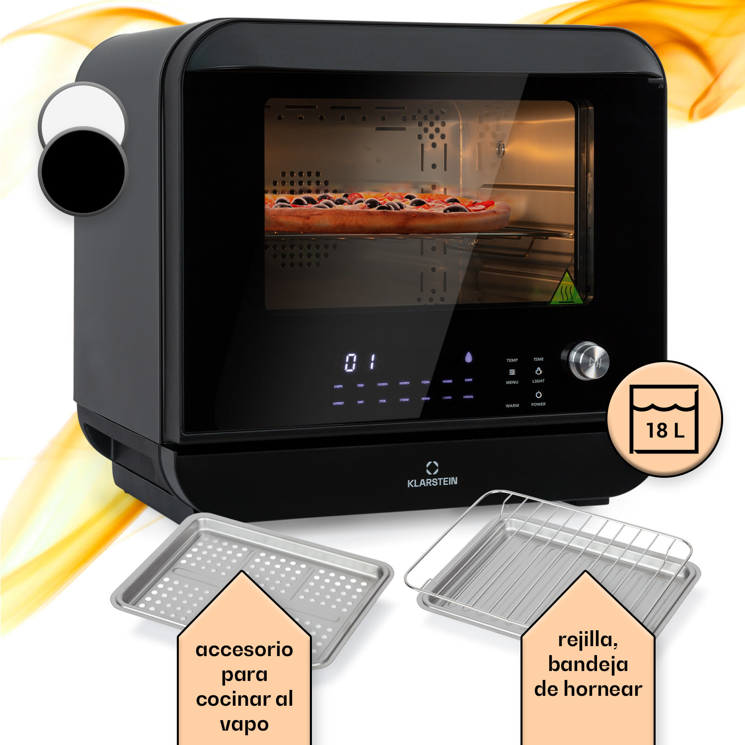 Vita Pro Hot Air Deep Fryer con cocción vapor 2450 W 18 litros 14 programas 800 ml depósito de agua