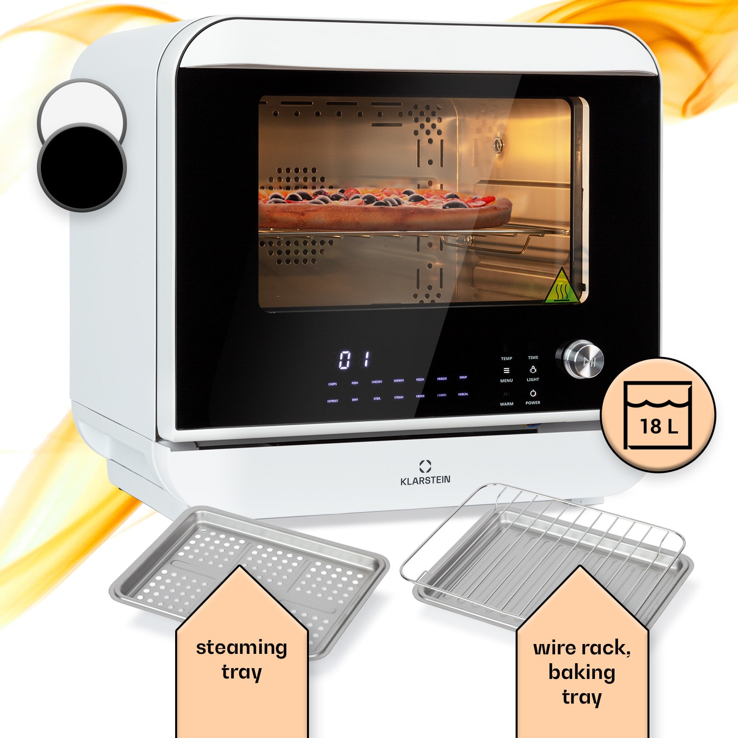Vita Pro, teplovzdušná fritéza s varením v pare, 2450 W, 18 l, 14 programov, 800 ml nádrž na vodu