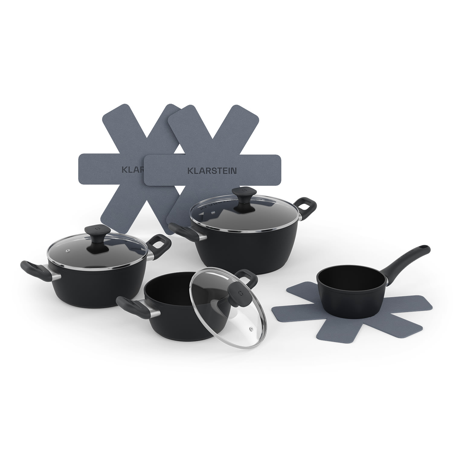 Noto Endurance Kochtopf-Set 4 Töpfe geschmiedetes Aluminium Induktion PTFE-Antihaftbeschichtung
