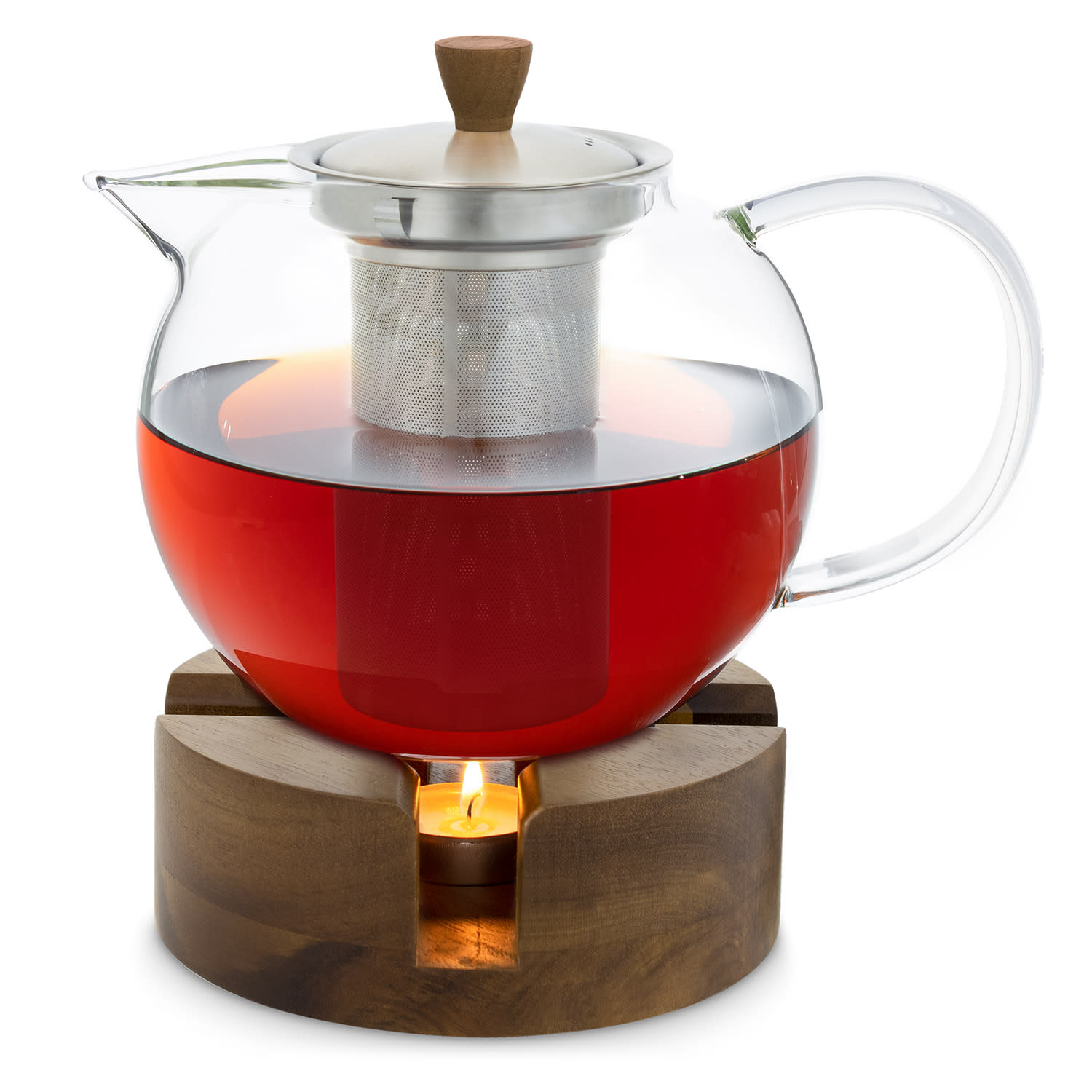 Sencha Tetera de diseño con calentador de madera Oolong 1,3L Filtro