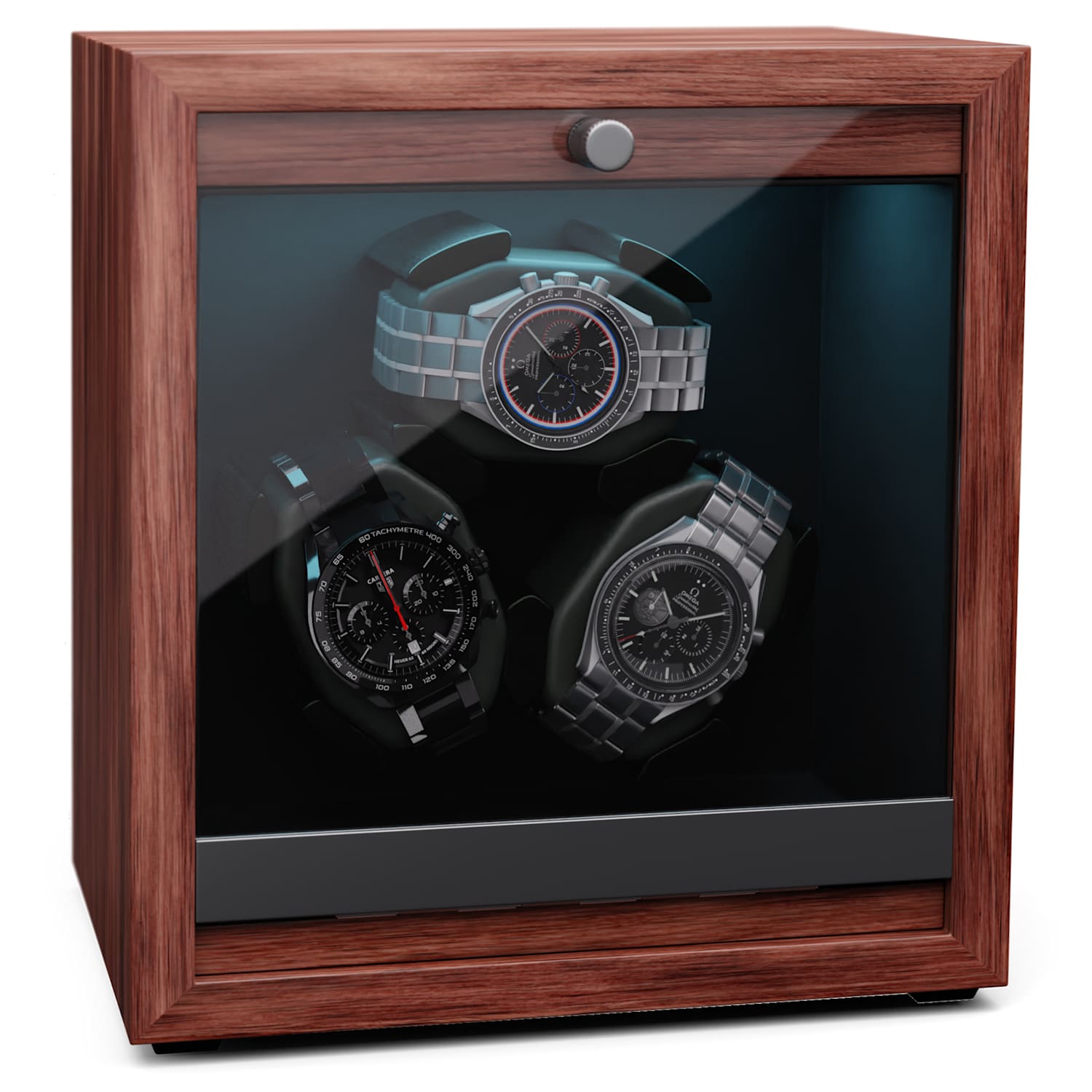 Brienz 3 cargador de reloj, 3 relojes, 4 modos, aspecto de madera, iluminación interior azul