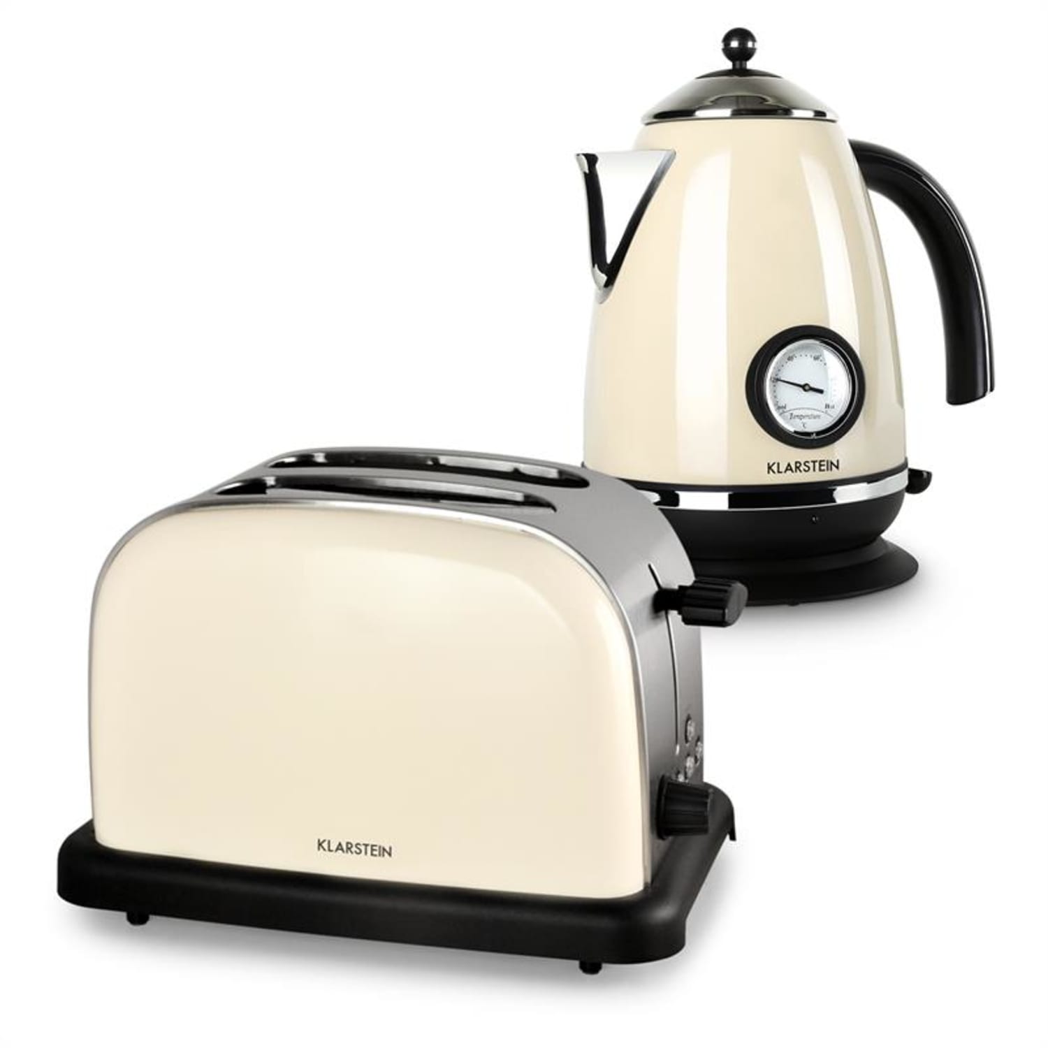 Aquavita Frühstücksset Creme Wasserkocher Toaster creme