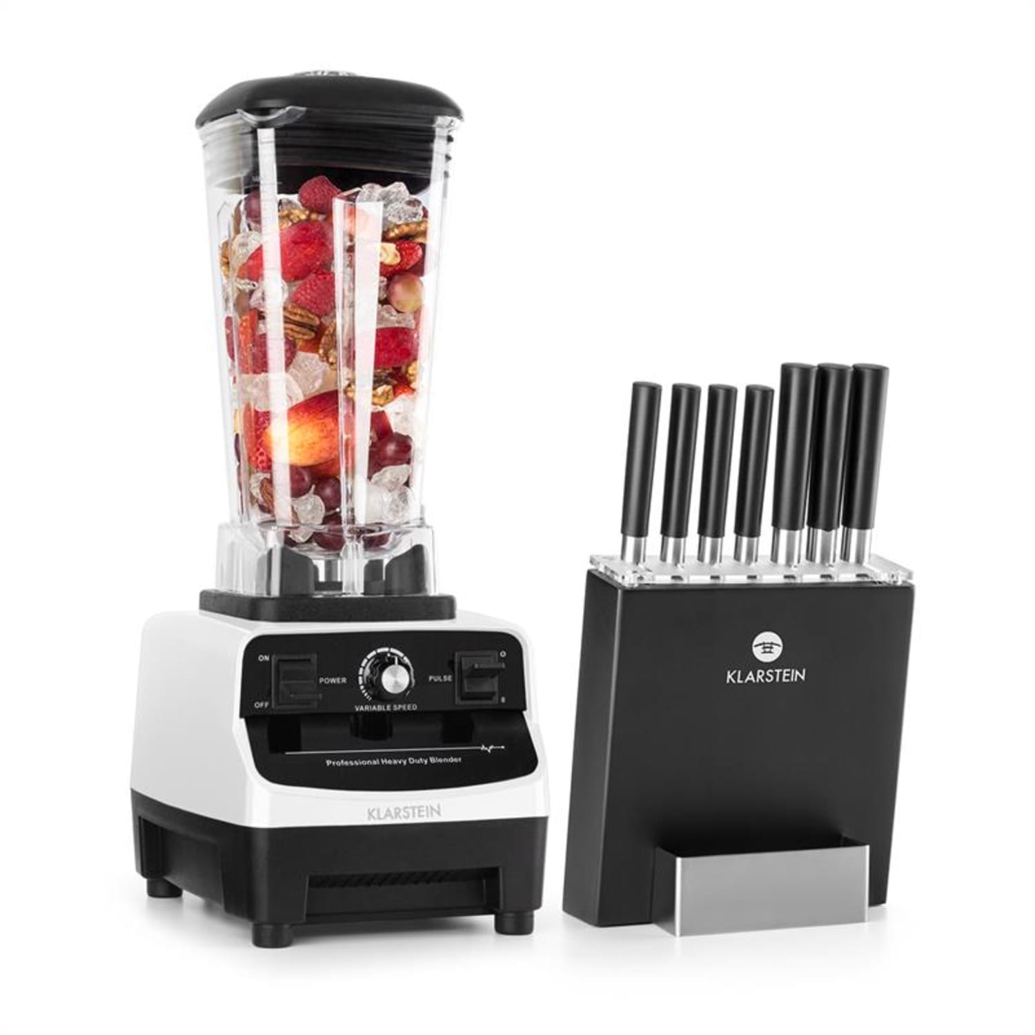 Herakles 3G Kitano- Kit Mixer blender blanc 1500W 2L + Bloc 7 couteaux