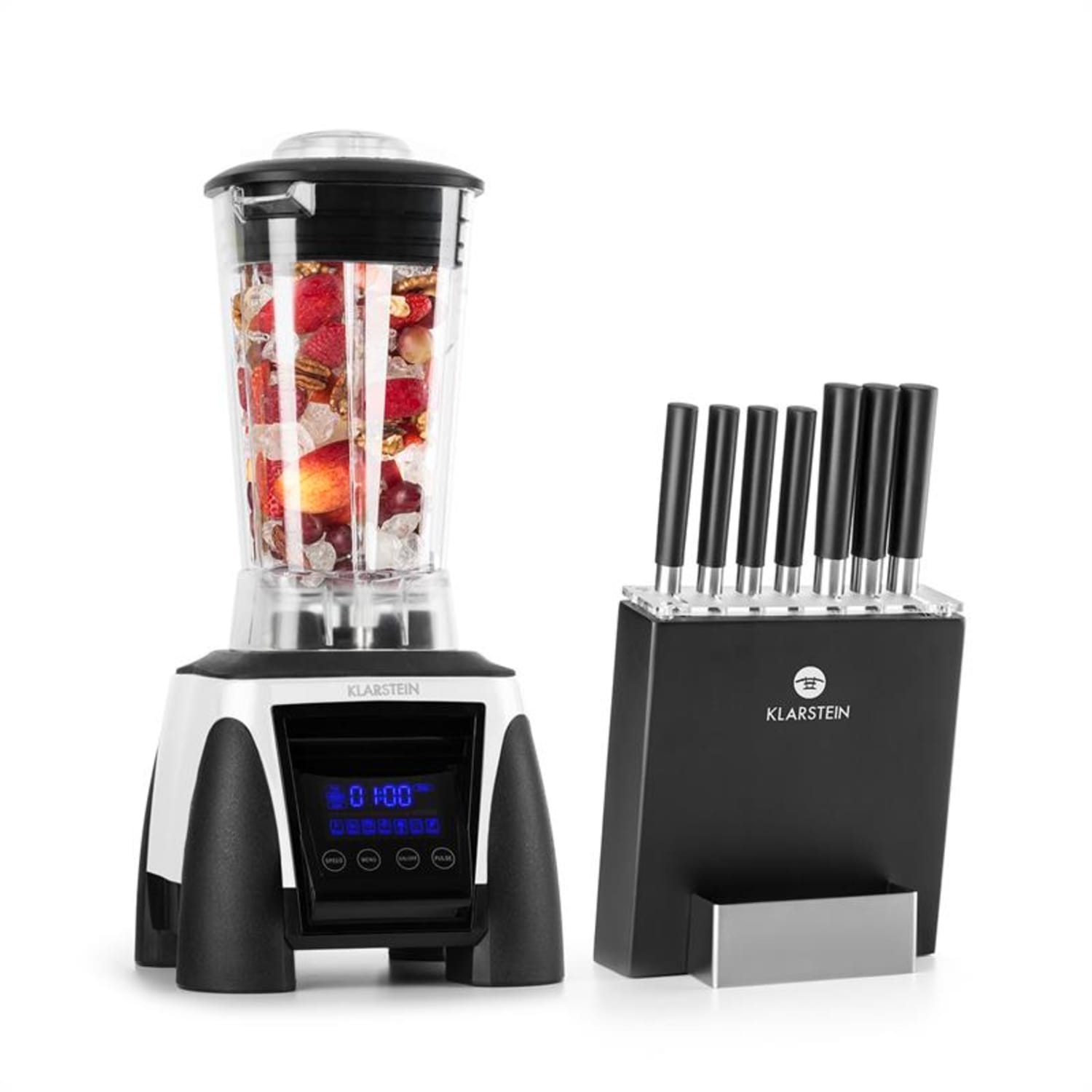 Herakles 8G Kitano- Kit Mixer blender blanc 1800W 2L + Bloc 7 couteaux