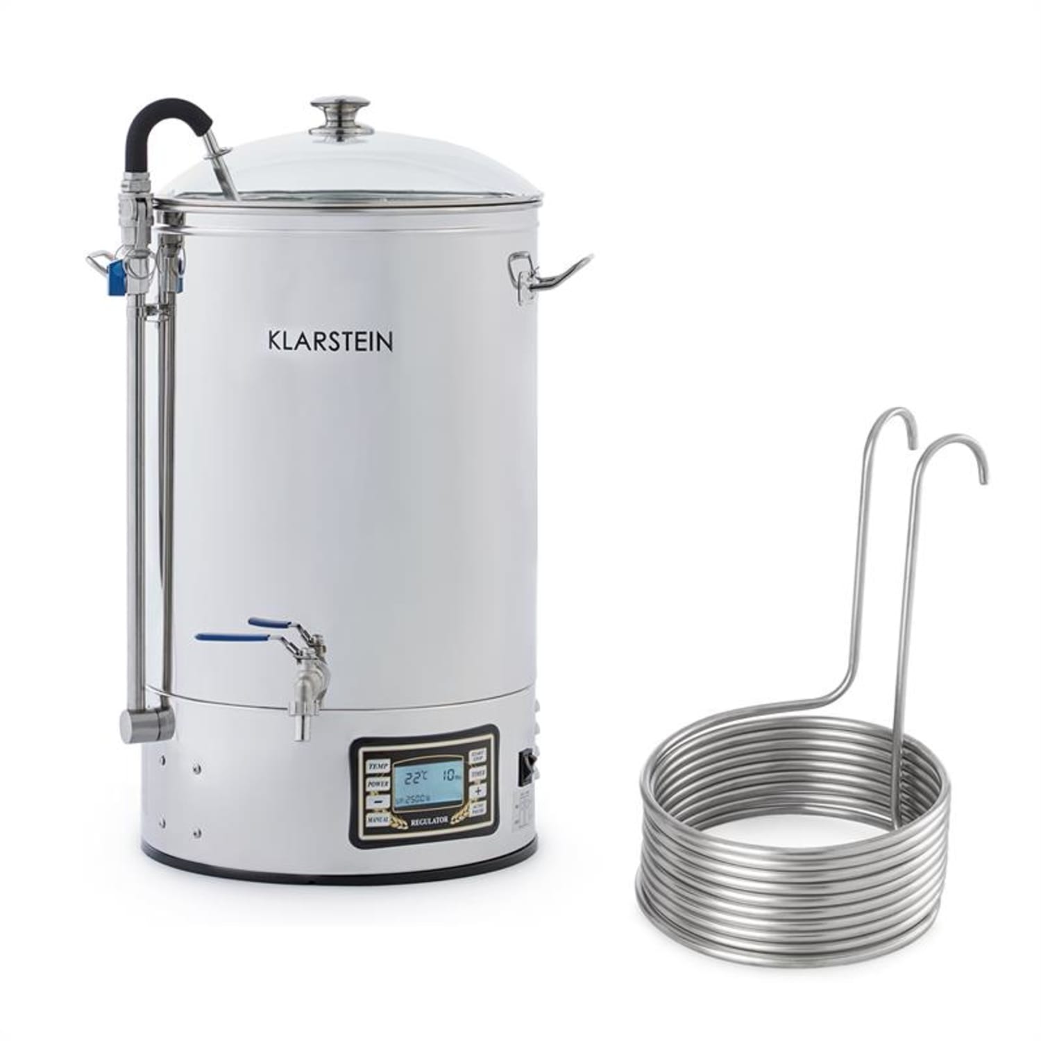 Mundschenk + Aufwärtsspirale, sladový kotol a ponorný chladič, zariadenie na varenie piva, 2500 W, 30 l, 304 ušľachtilá oceľ