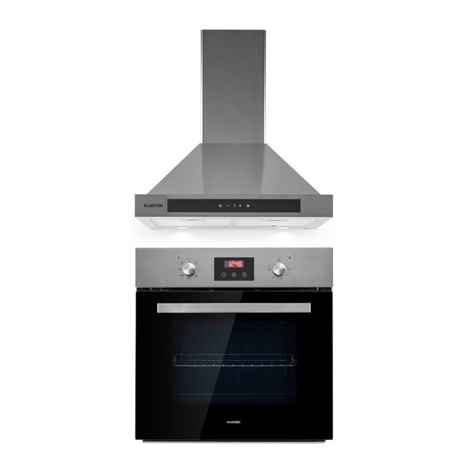 Kalahari Zelda Einbau-Set Backofen + Abzugshaube 68Ltr 620 m³/h Edelstahl
