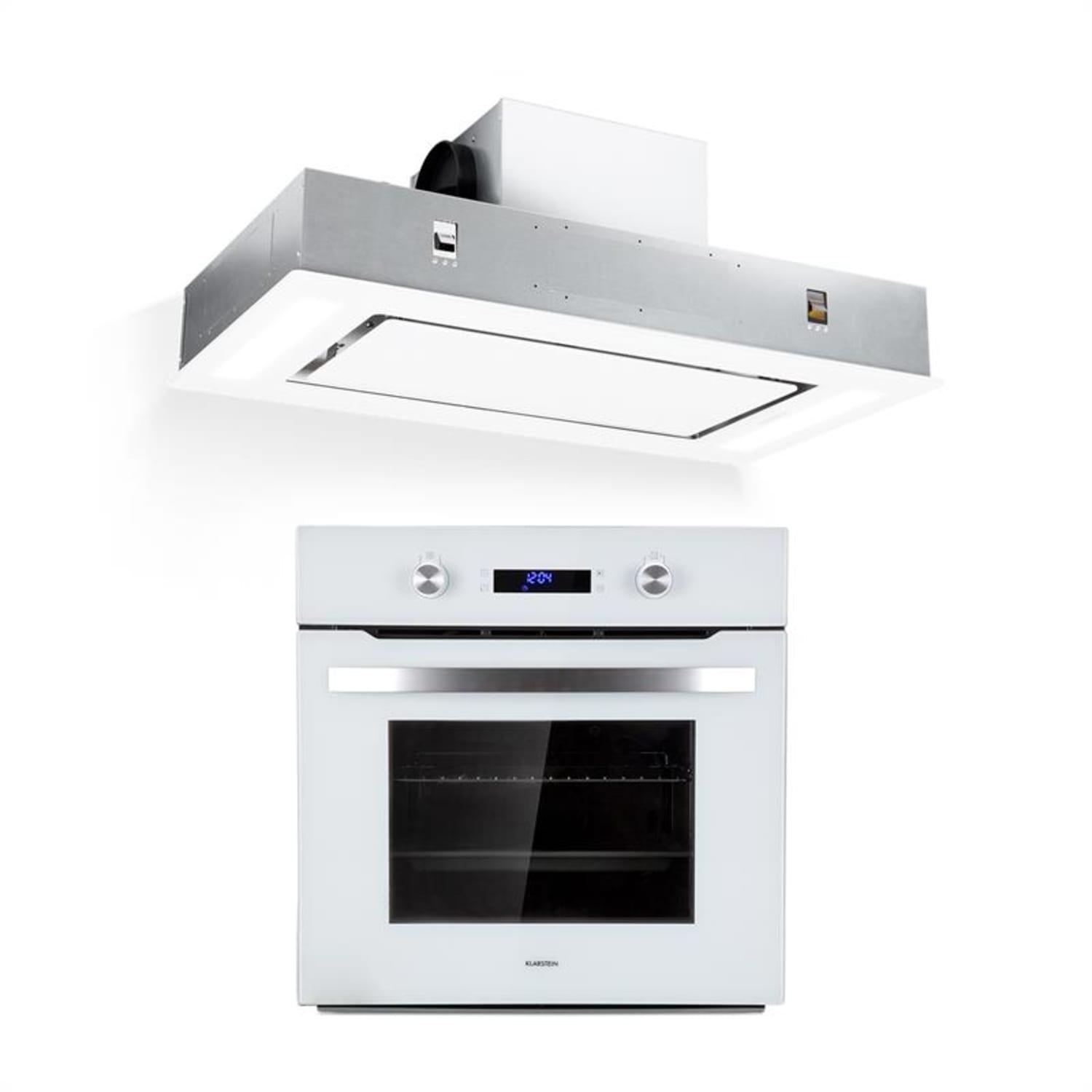 Gusteau Remy Einbau-Set Backofen + Einbau-Haube 2950W weiß Edelstahl