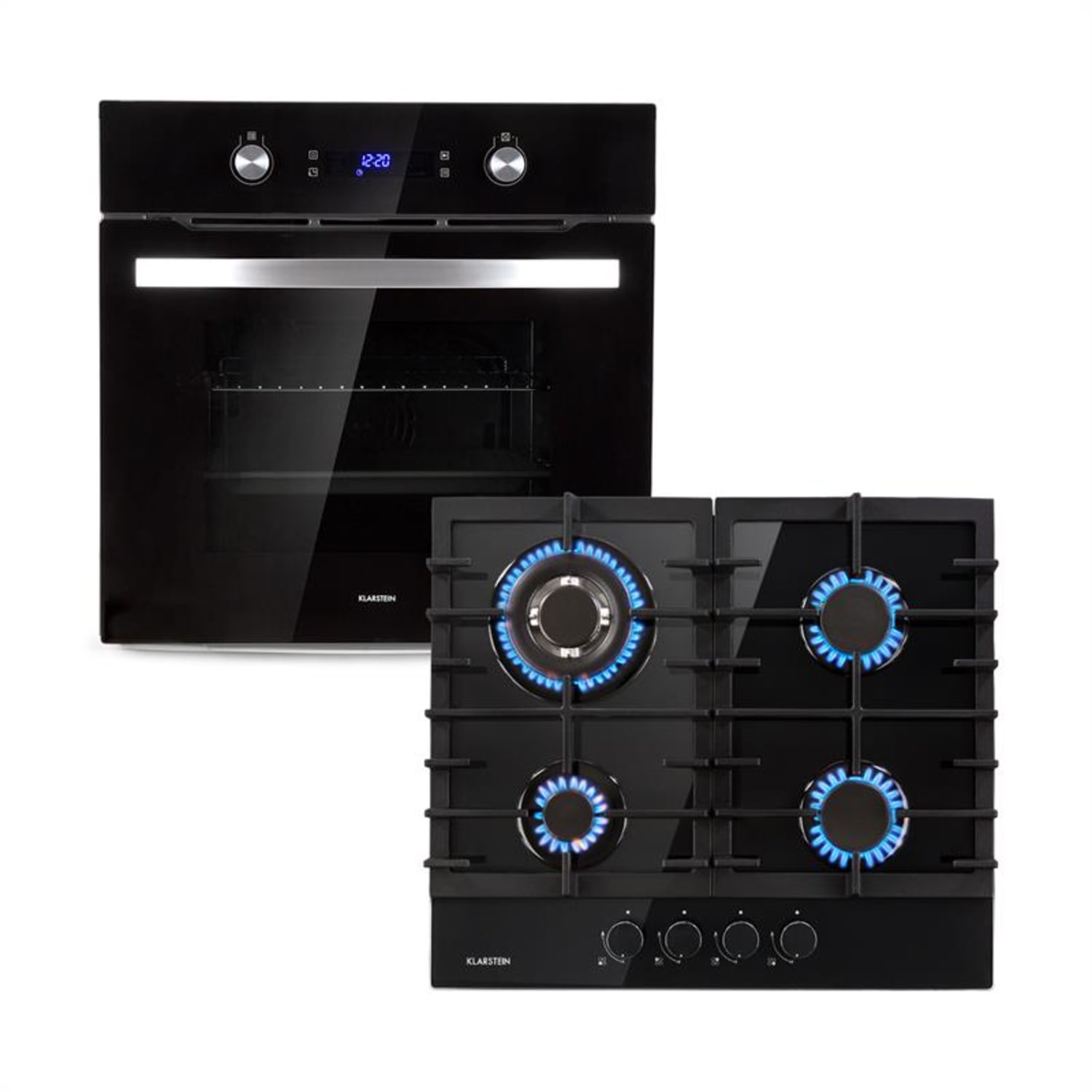 Klarstein Gusteau Ignito ensemble four encastrable électrique / gaz 64 L noir inox