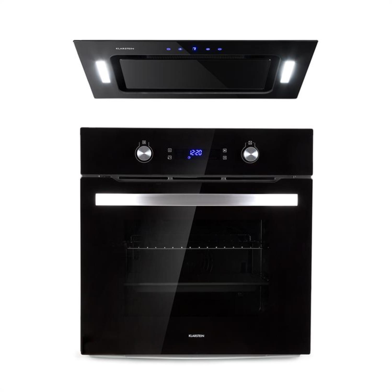 Gusteau Hektor Einbau-Set Backofen + Unterbau-Haube schwarz Edelstahl
