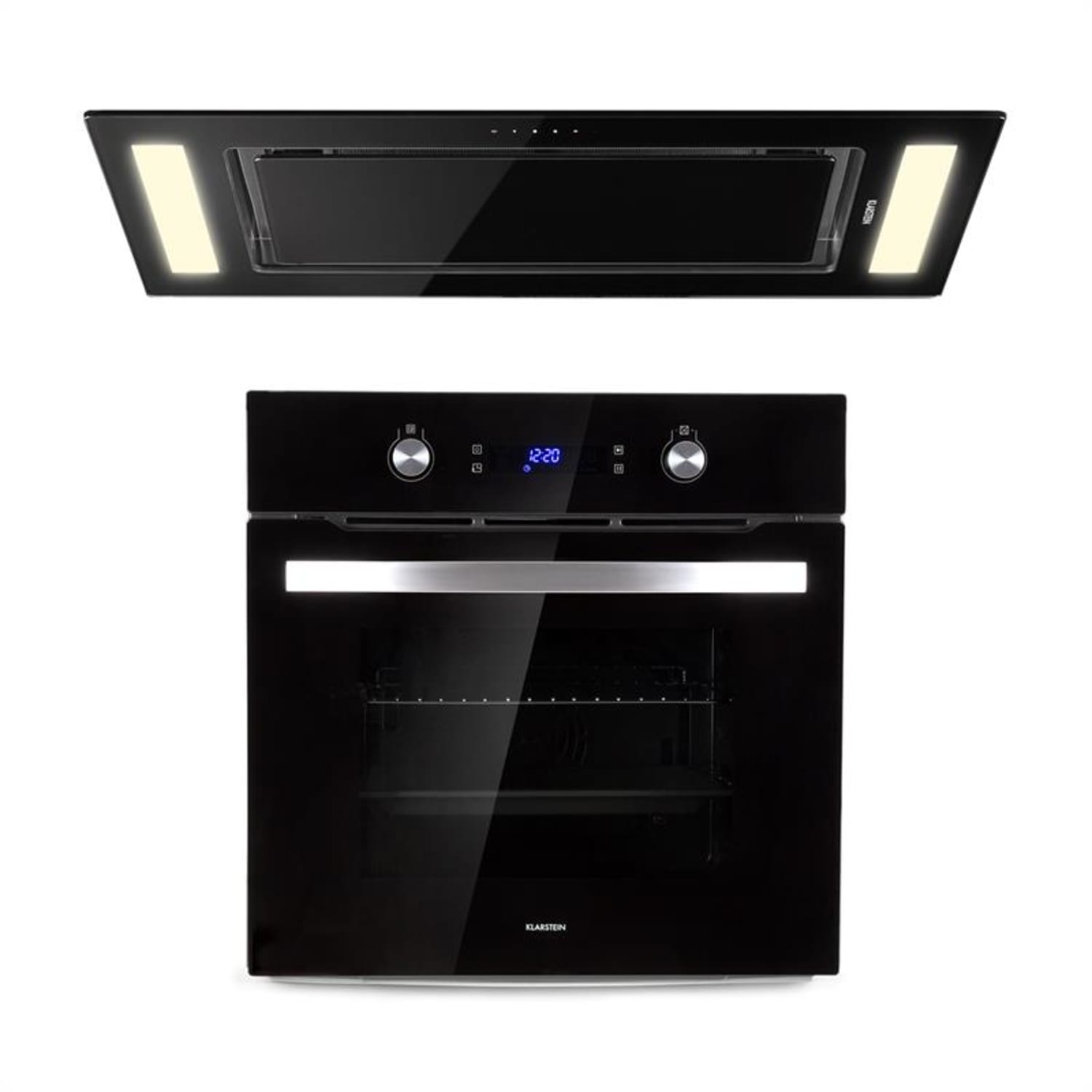 Gusteau Remy Einbau-Set Backofen + Einbau-Haube 2950W 64Ltr 620 m³/h schwarz Edelstahl