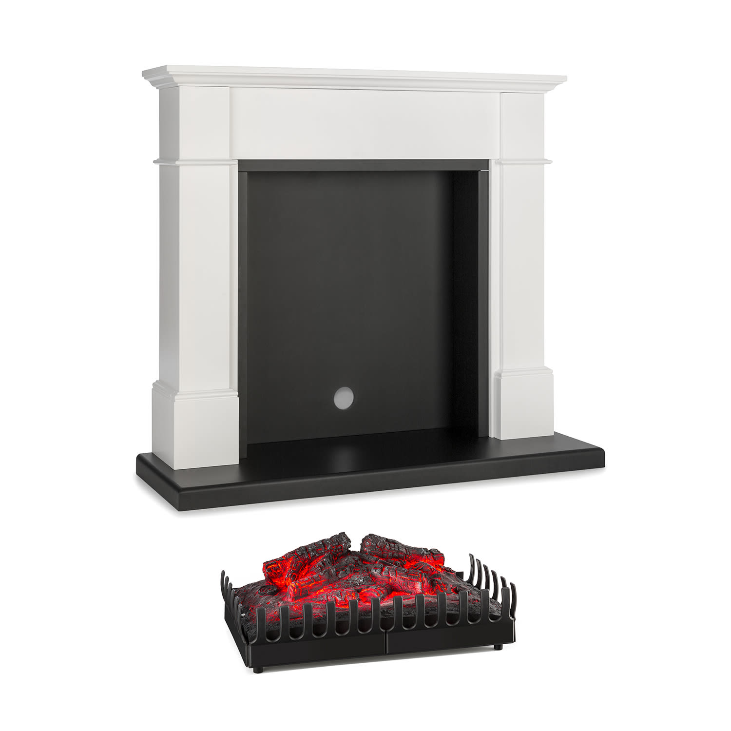 Corps de cheminée Biel + insert de cheminée Kamini MDF design classique blanc