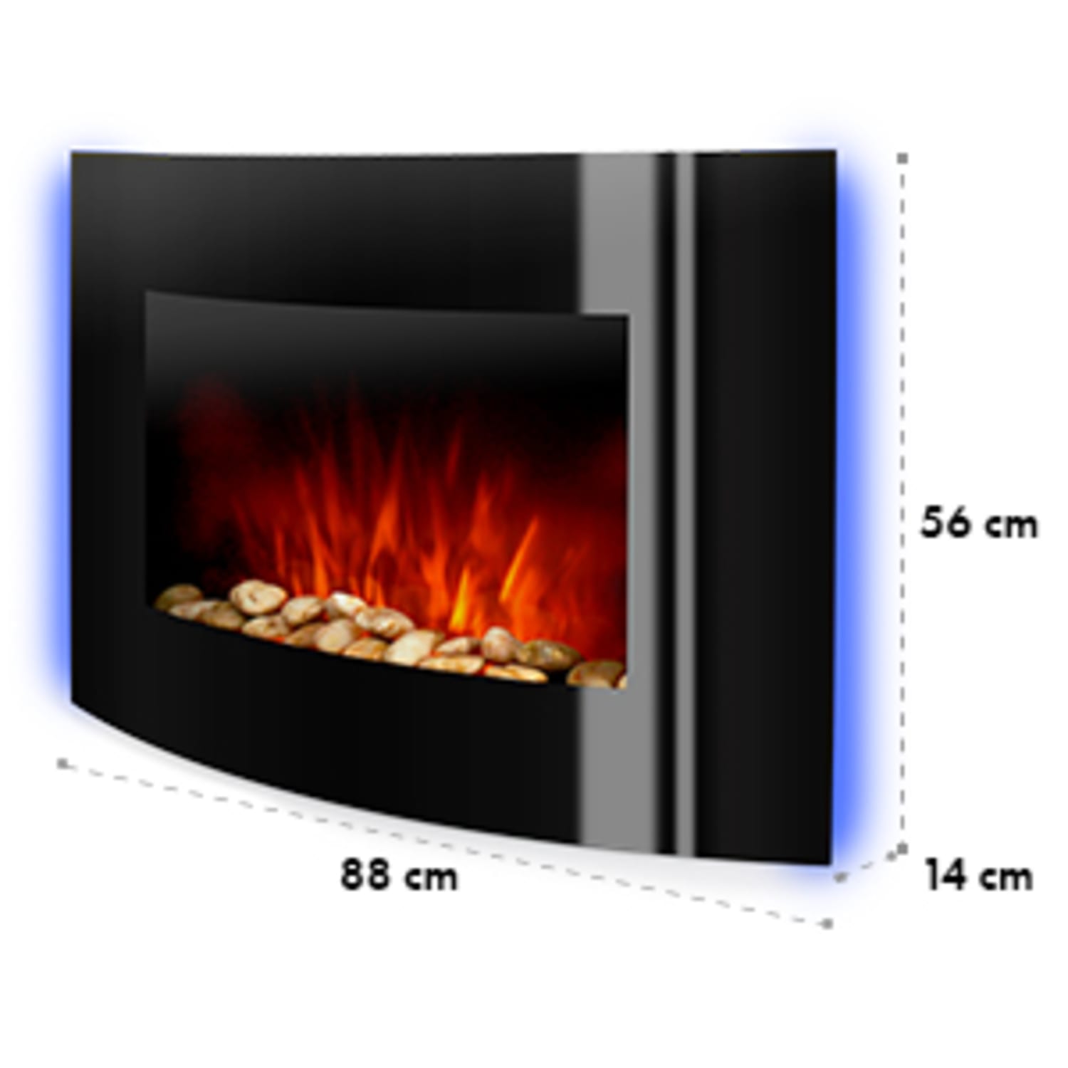 Lausanne Cheminée électrique à radiateur soufflant 2000W éclairage LED