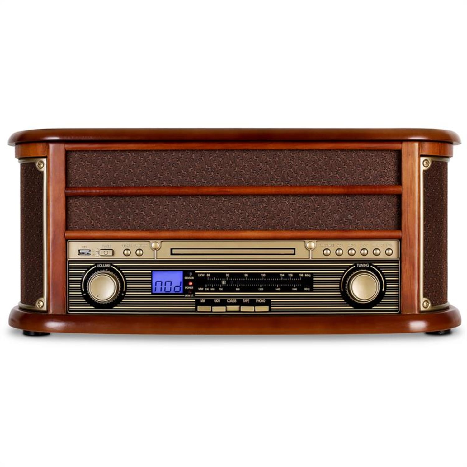 Giradischi Vinile Vintage AUNA NR-620 - Lettore CD, Radio, Cassette - Design Retr&ograve; Legno - USB/SD