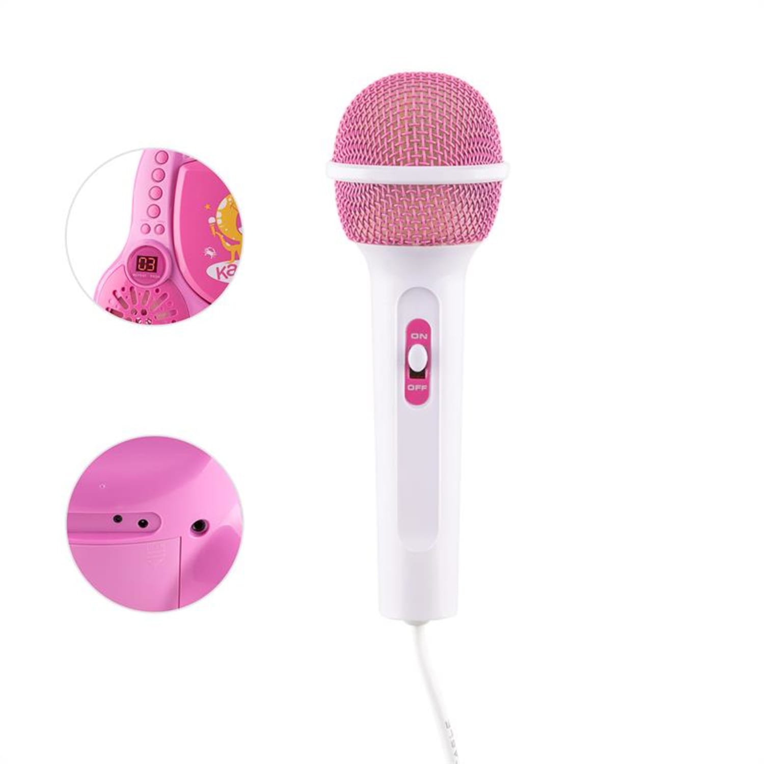 Rockpocket Karaoke System CD AUX 2 x Microphone Sticker Set Pink