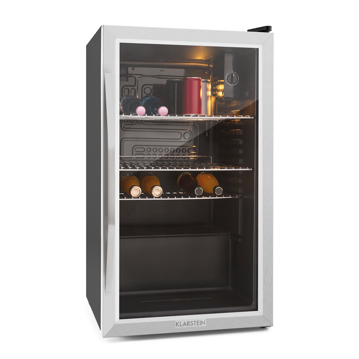 Beersafe XXL Kühlschrank 80 Liter 3 Böden Panoramaglastür Edelstahl